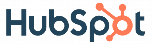HubSpot logo with blue text and an orange interconnected node graphic