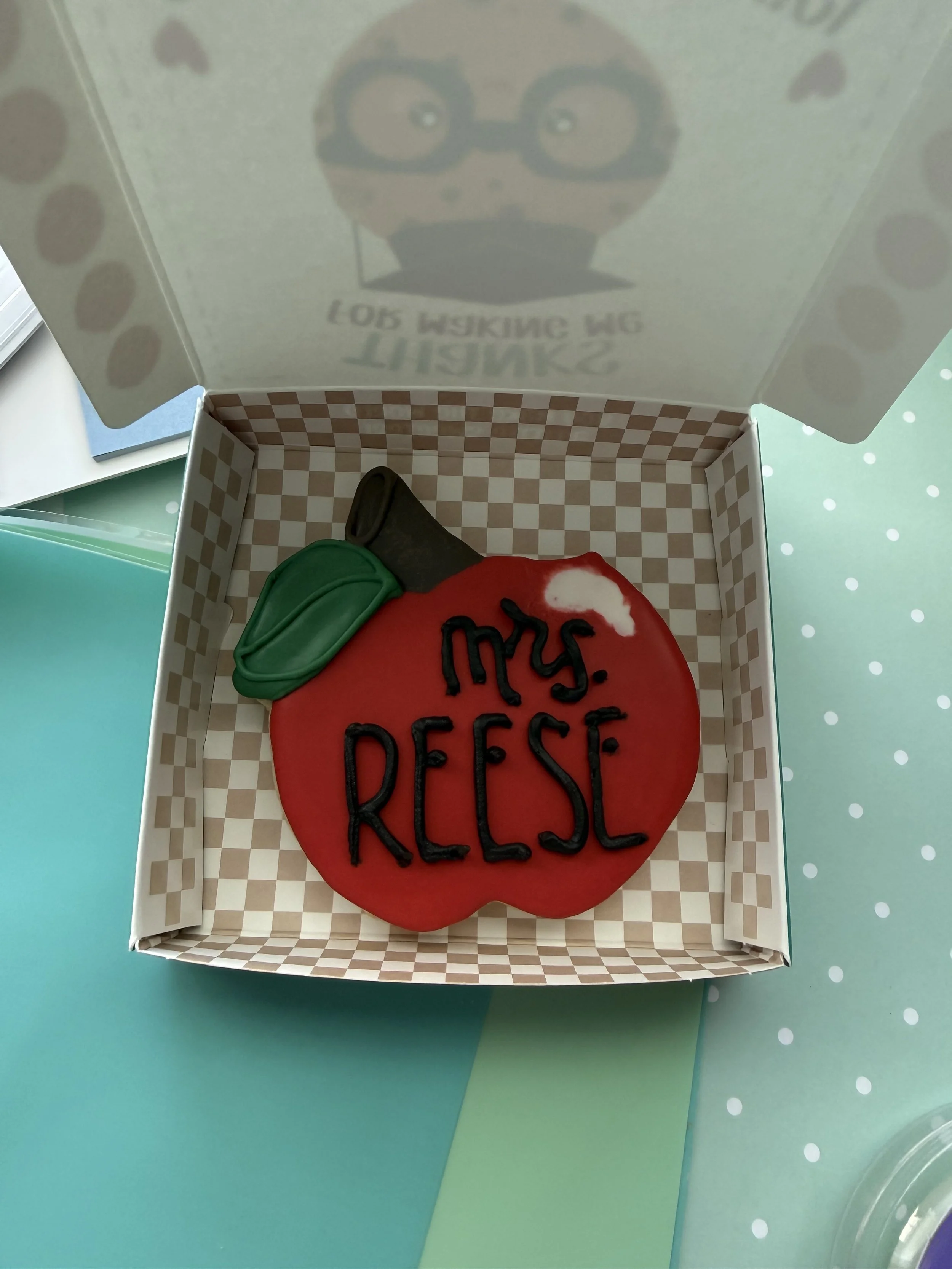 Personalized Apple Teacher Appreciation Card with Cookie Box