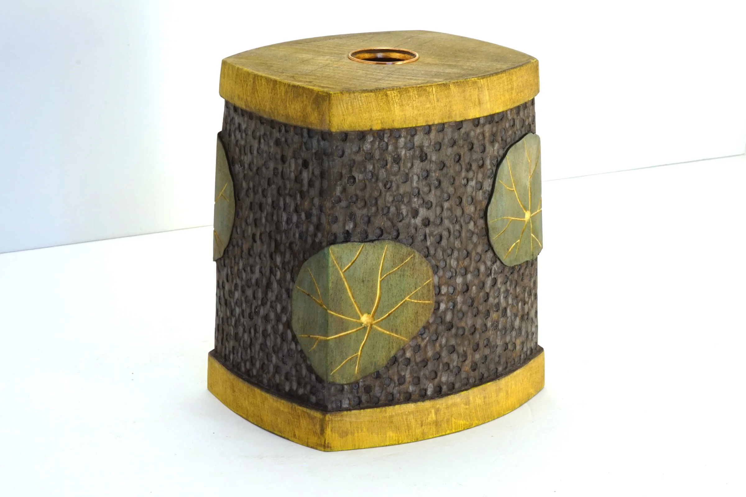 Carved and painted basswood vase