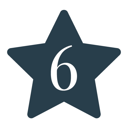Star with number 6 icon for six week average lead time on fabrication projects