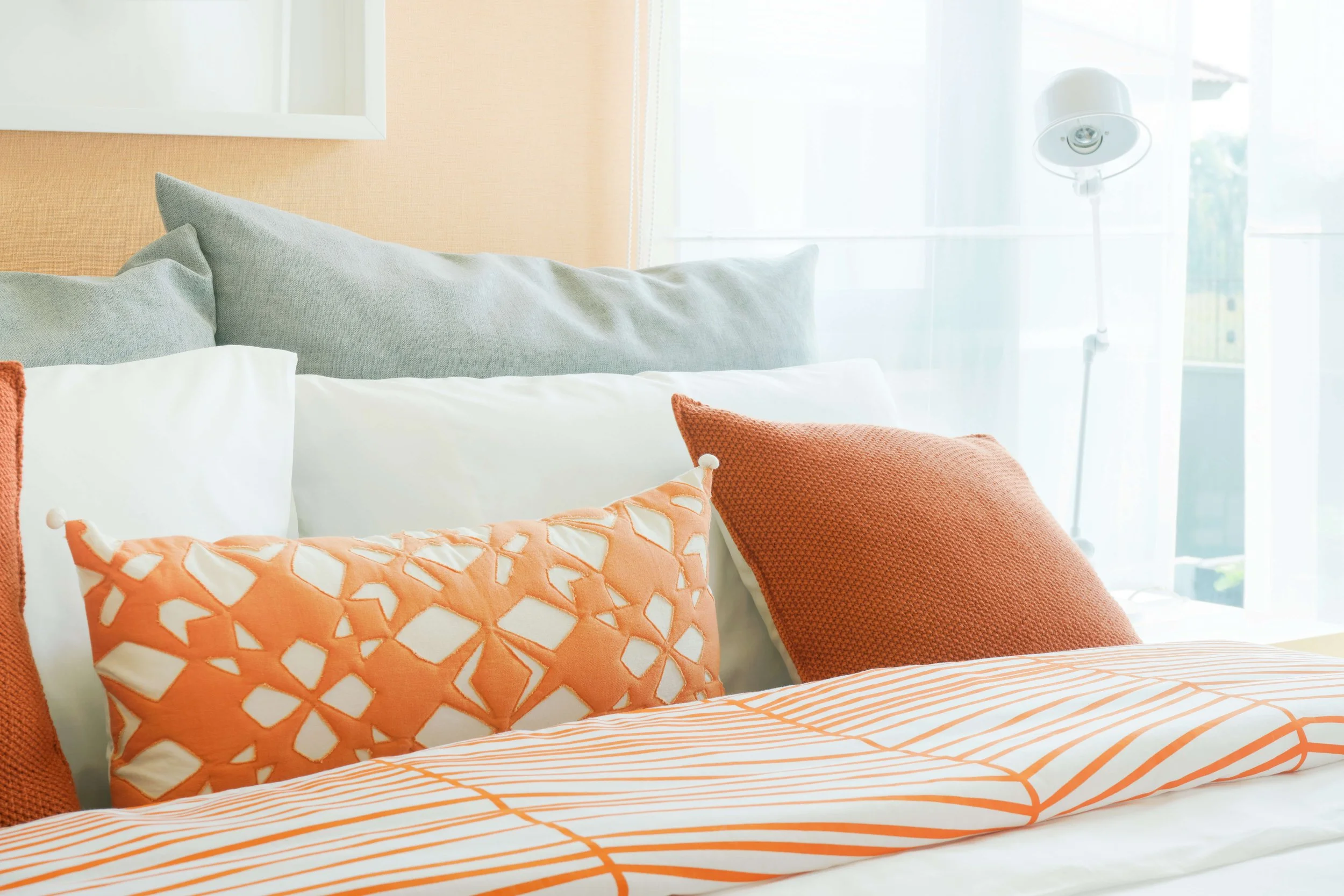 Custom bedding and pillows in vibrant colors