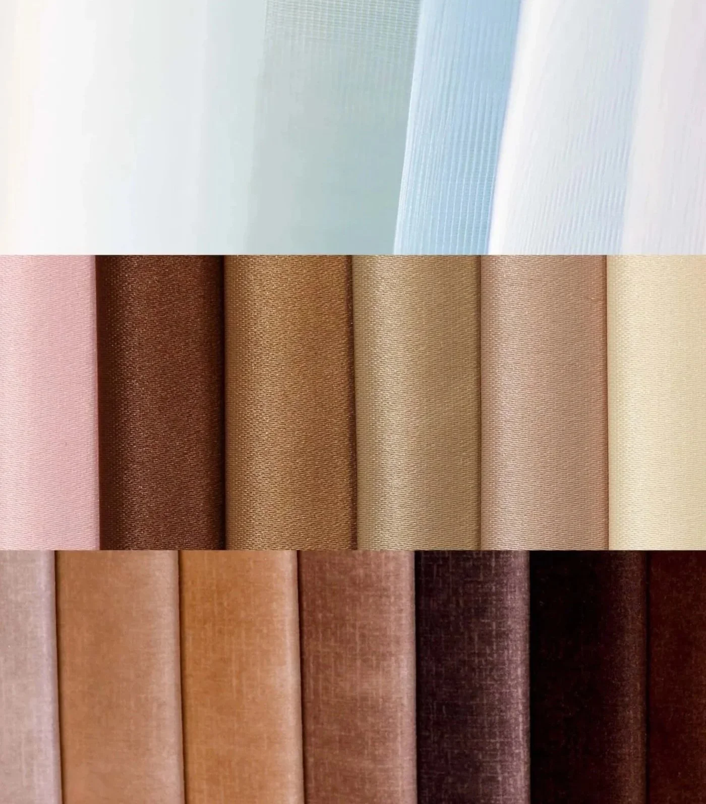 Roman shade fabric options in various opacities