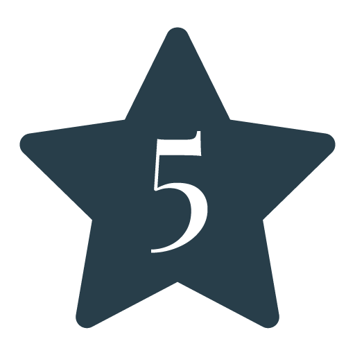 Star with number 5 to represent number of years serving hospitality firms