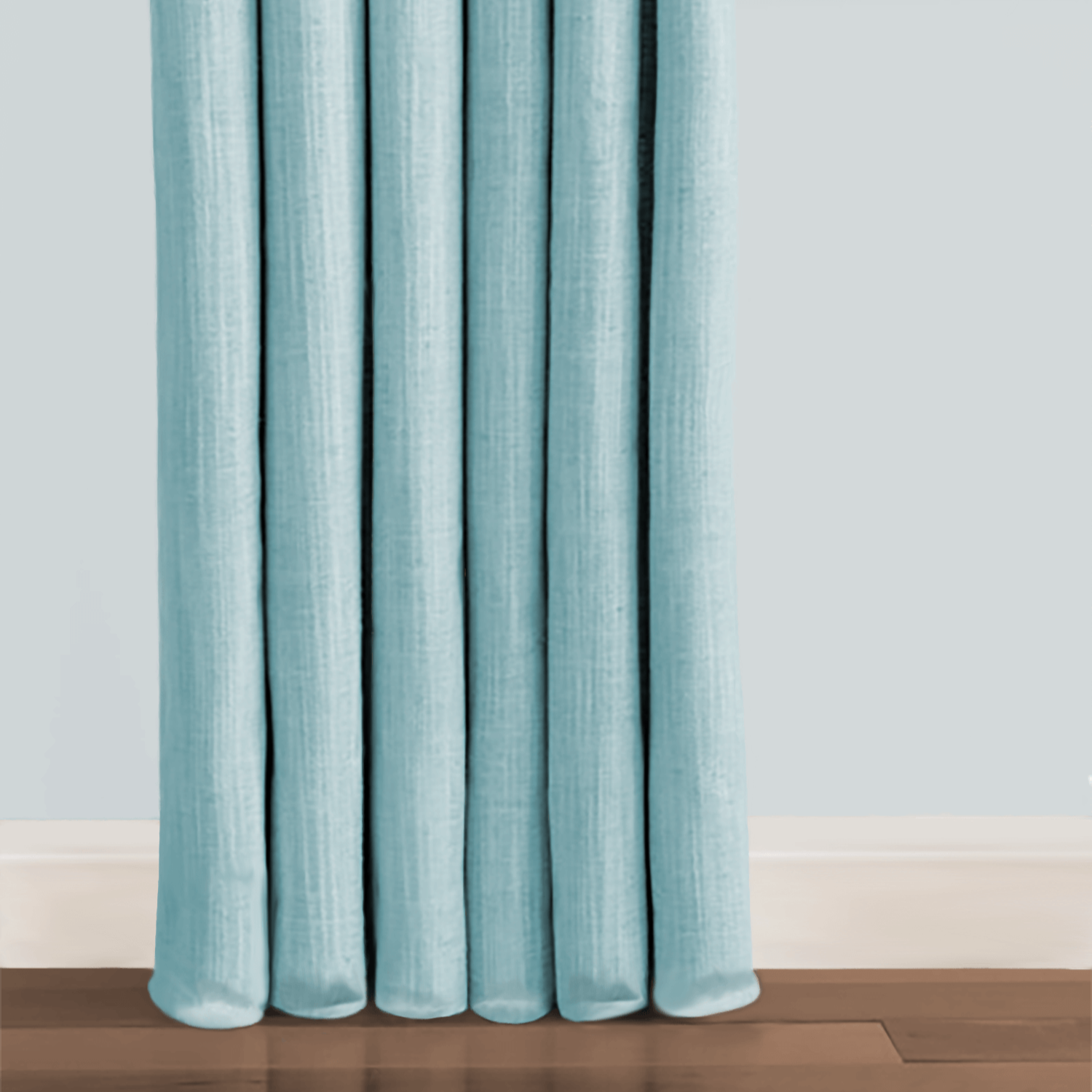 Light teal linen trouser length drapery panel