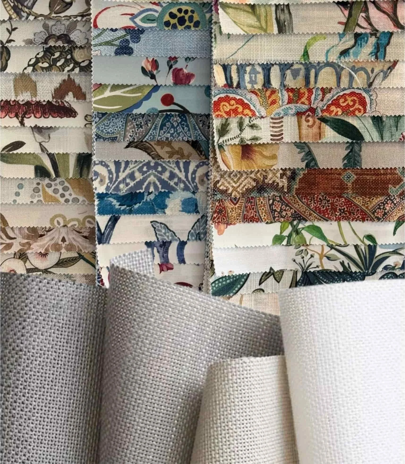 Custom window treatment material options from designer fabrics to roller shade materials