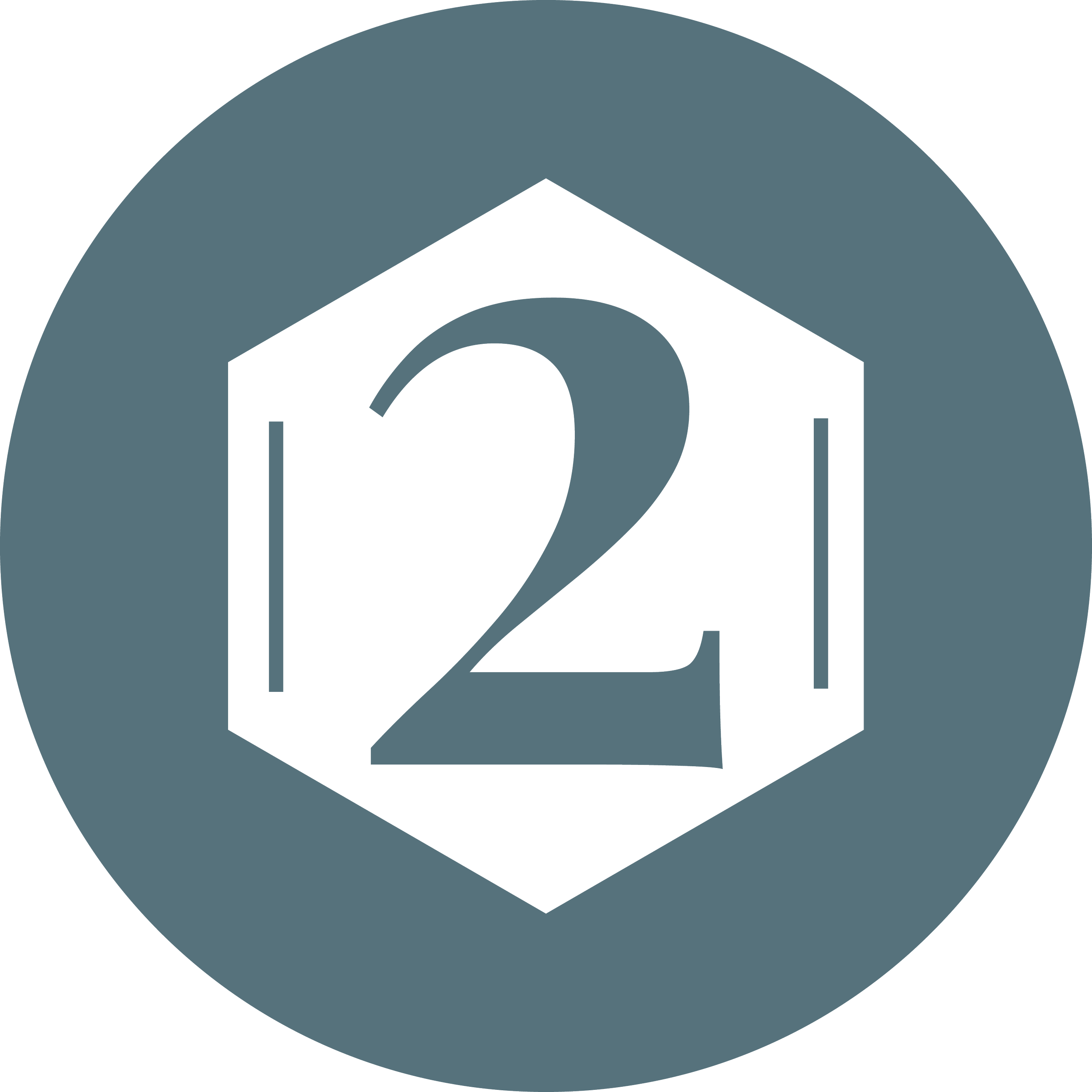 Number 2 in a hexagon and circle graphic