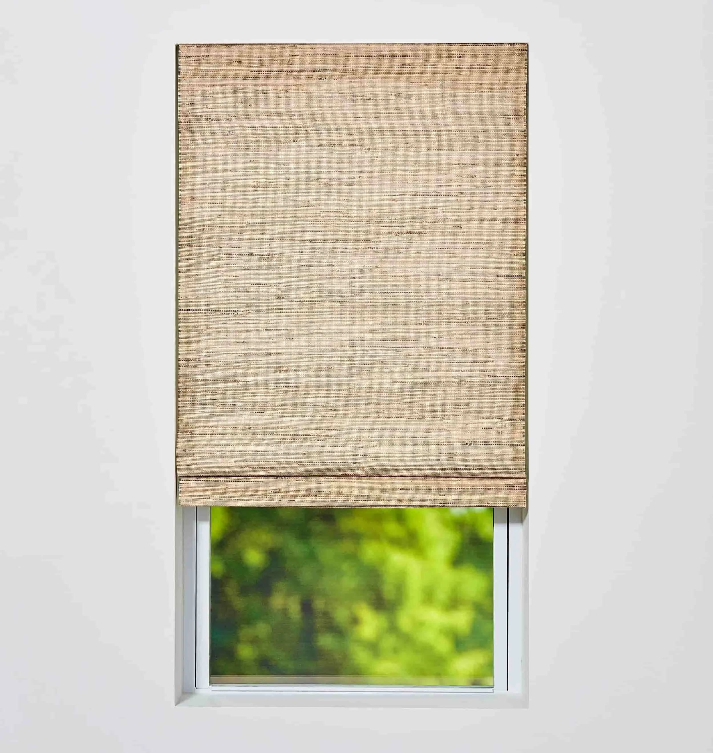 Waterfall style woven wood shade