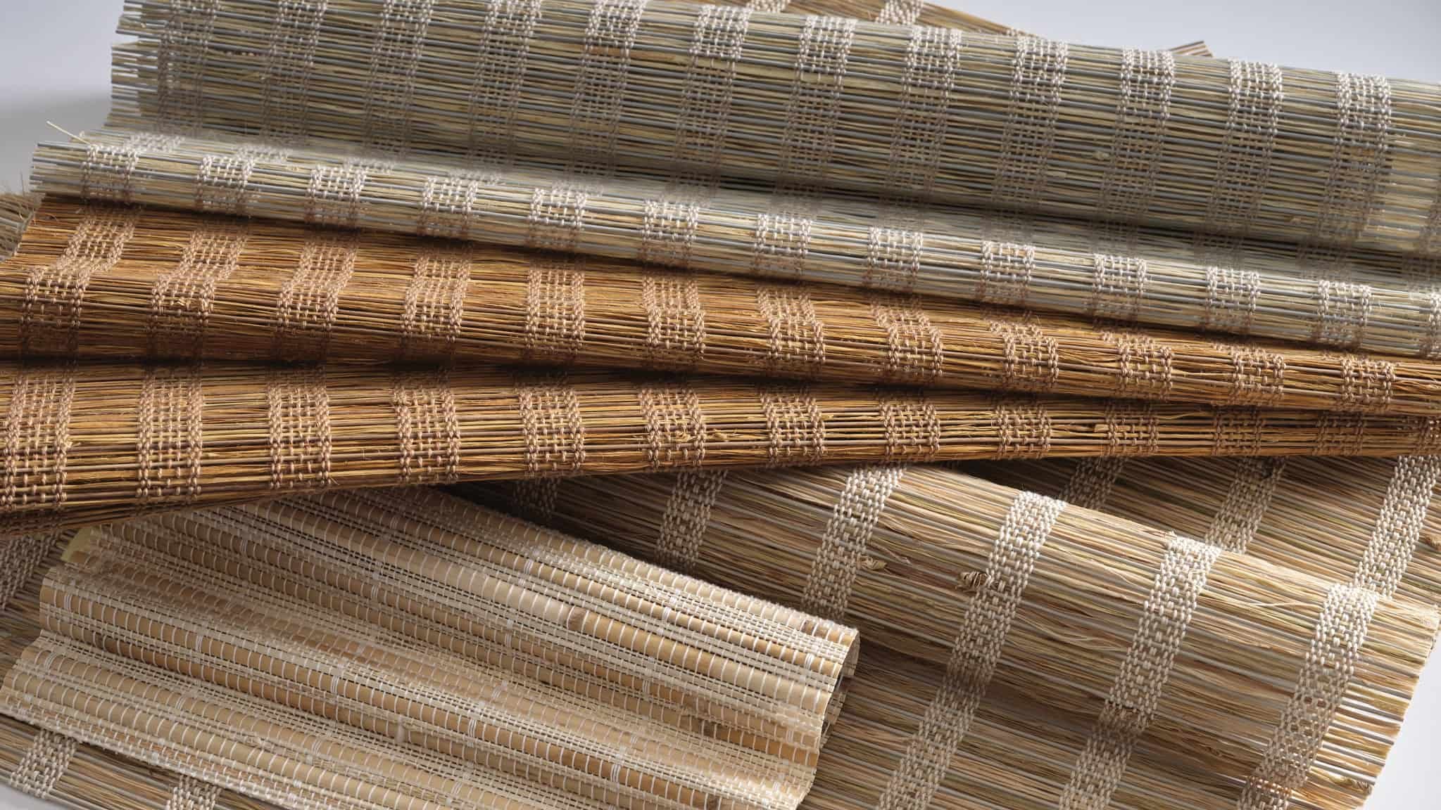 Woven wood grass fabric swatches from The Pinched Pleat's vendor library