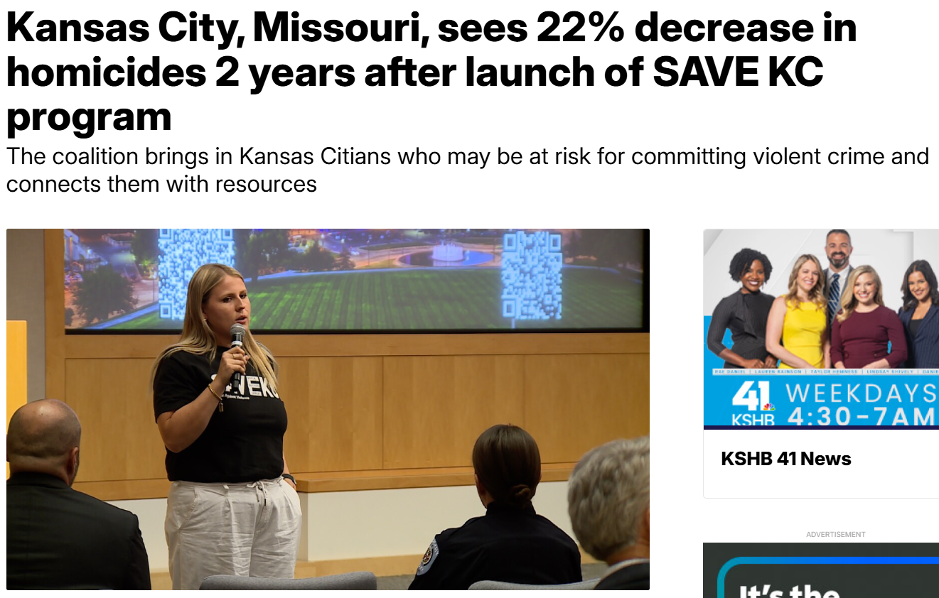 Kansas City, Missouri, sees 22% decrease in homicides 2 years after launch of SAVE KC program
