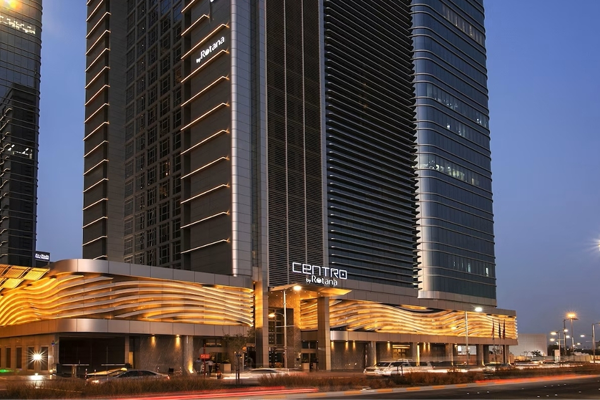 exterior front entrance view of centro capital centre at night
