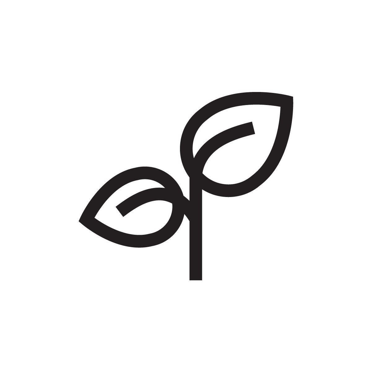 Outline icon of a small plant with two leaves.