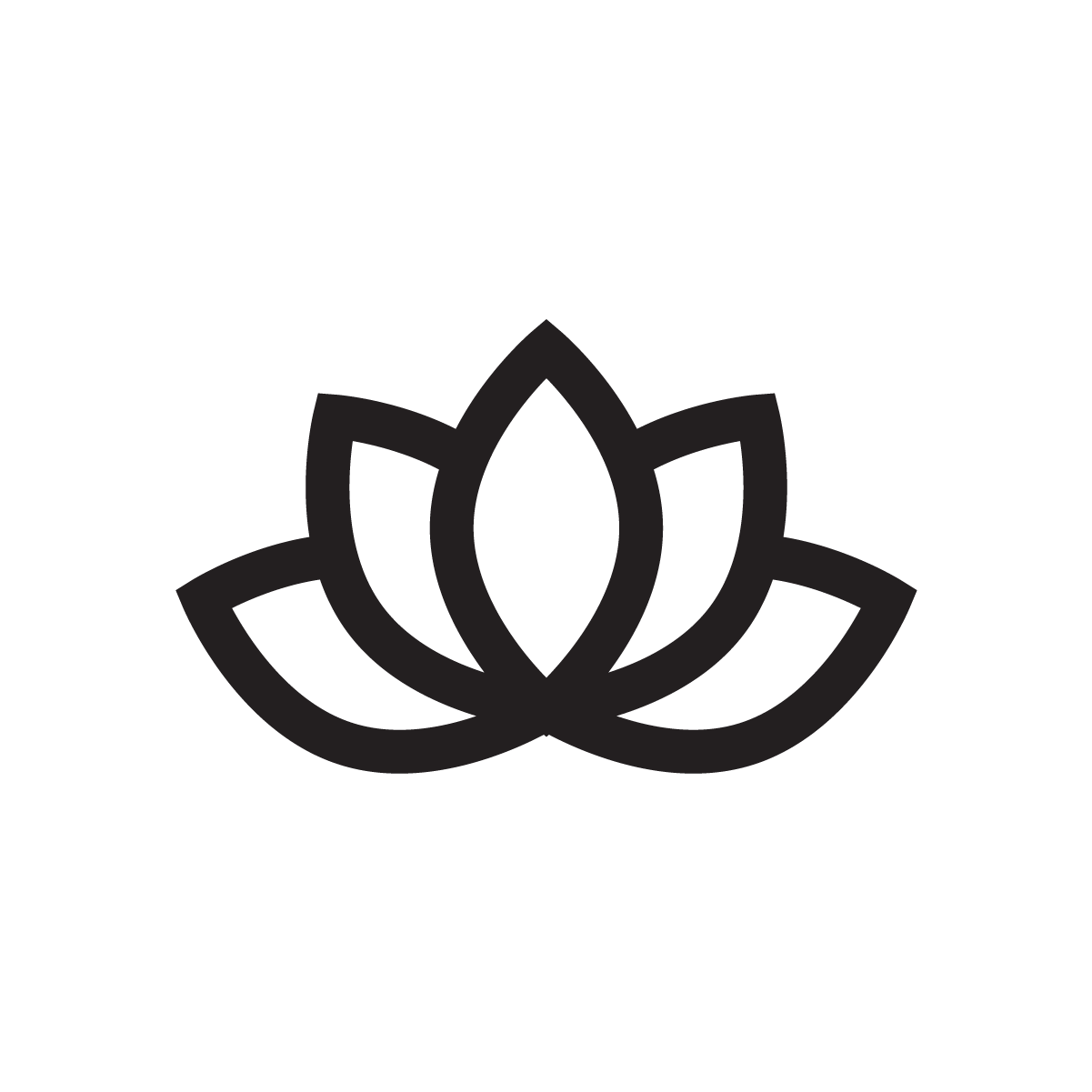 Black and white lotus flower logo