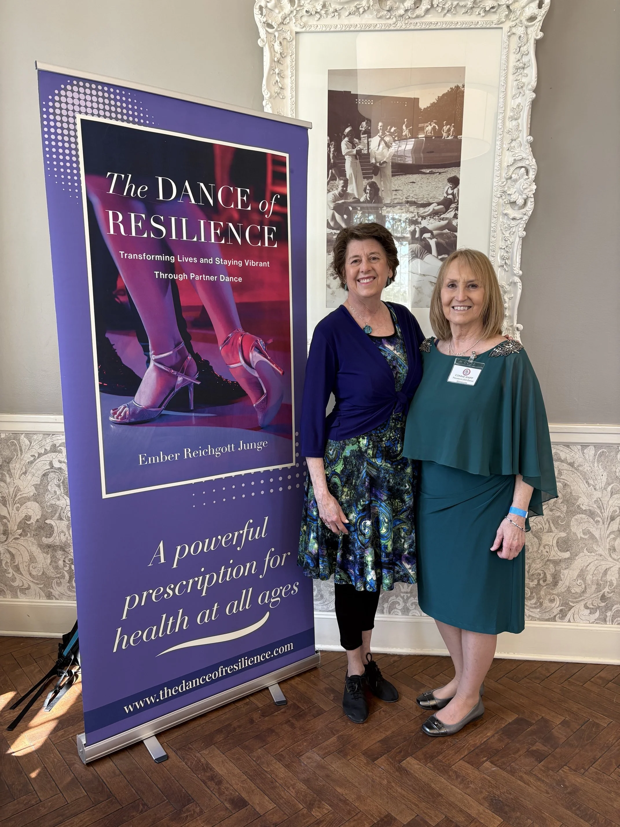 Ember with USA Dance, Minnesota Chapter President Connie Knipp for Annual Tea Dance