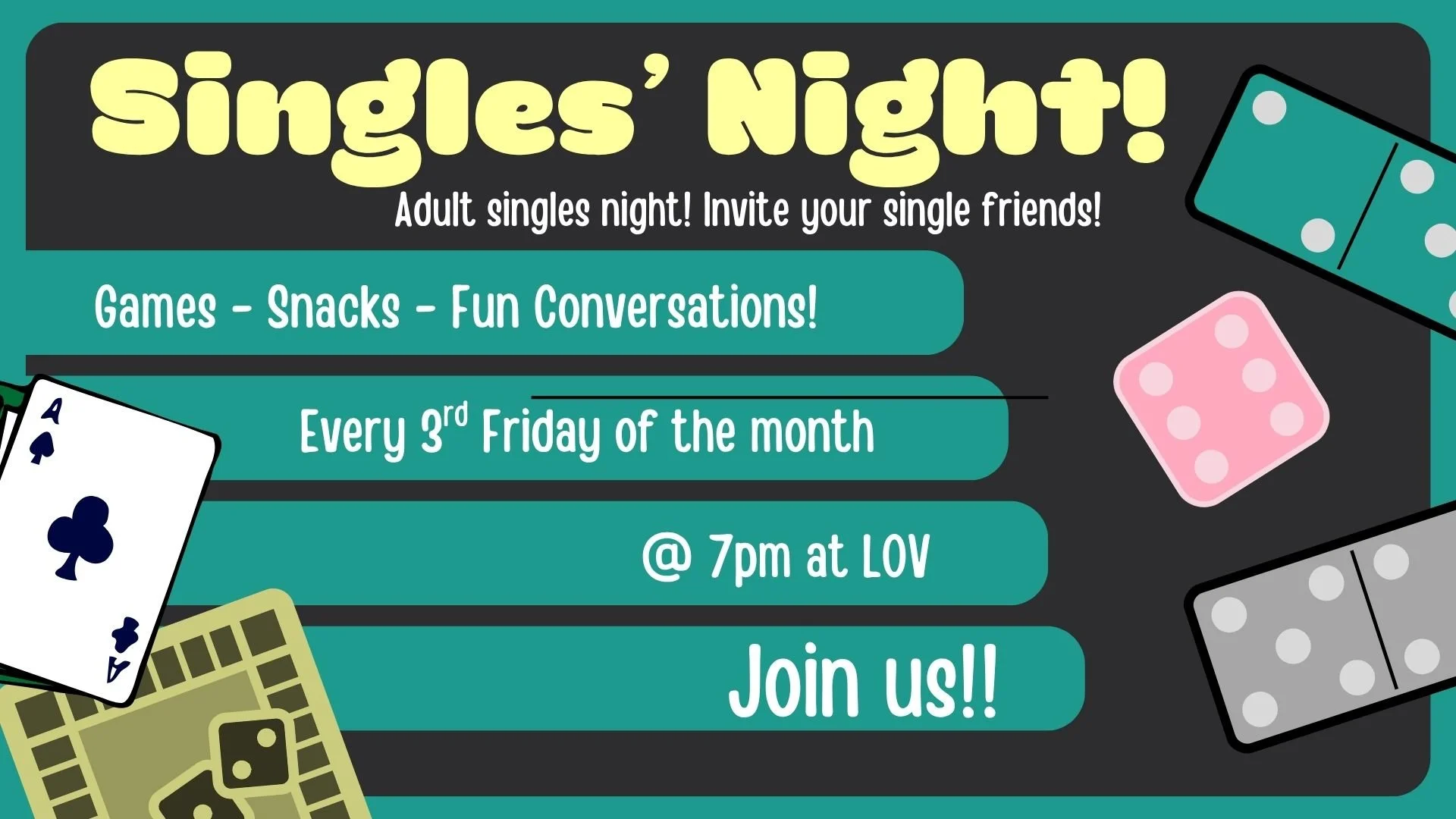 Singles Game Night — Light of the Valley