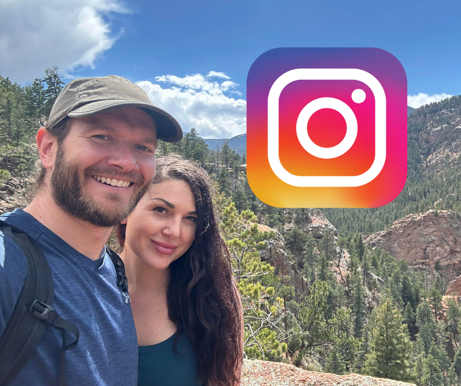 Two hikers amongst beautiful mountains