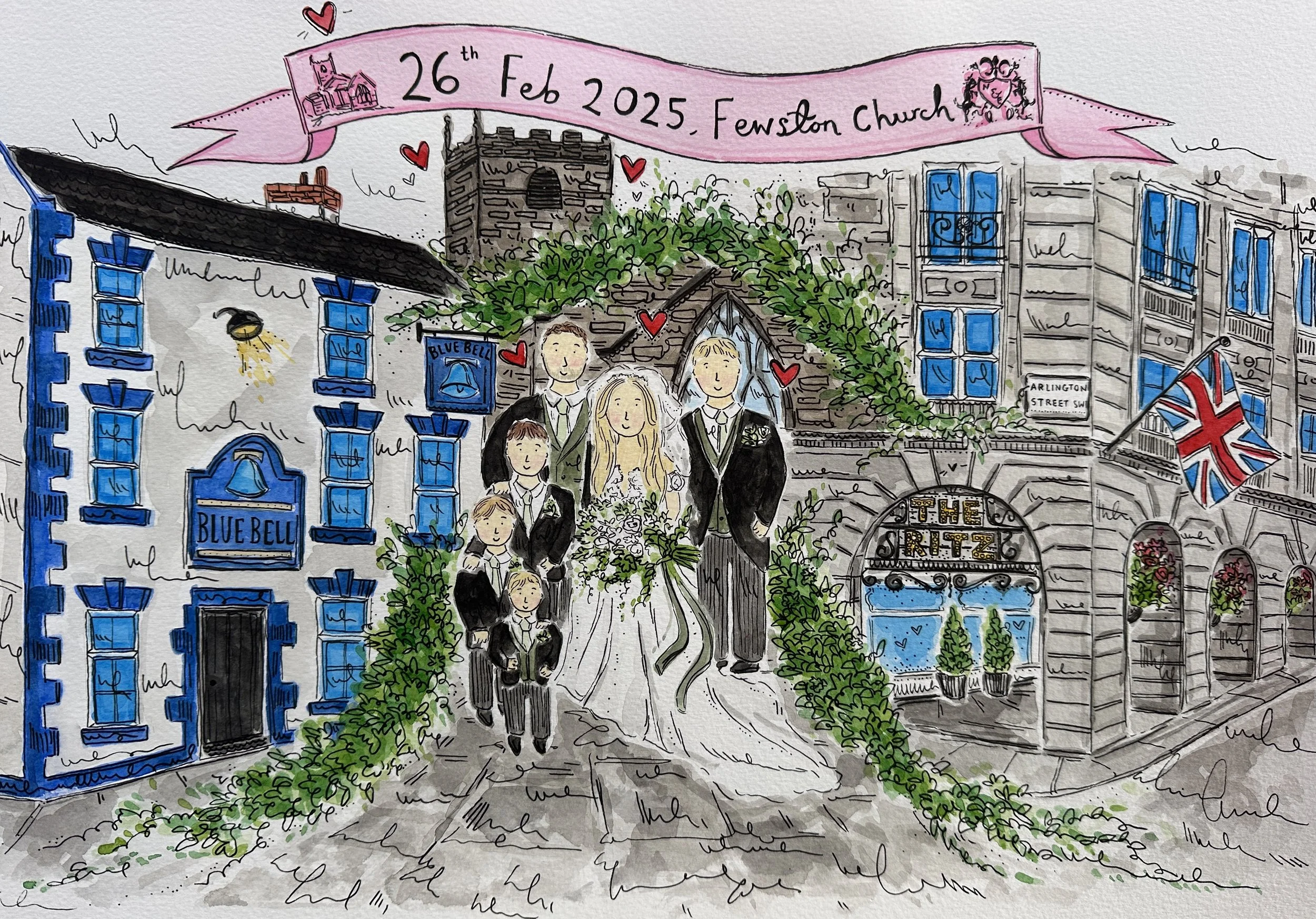 Custom wedding painting from photo – personalised venue artwork UK