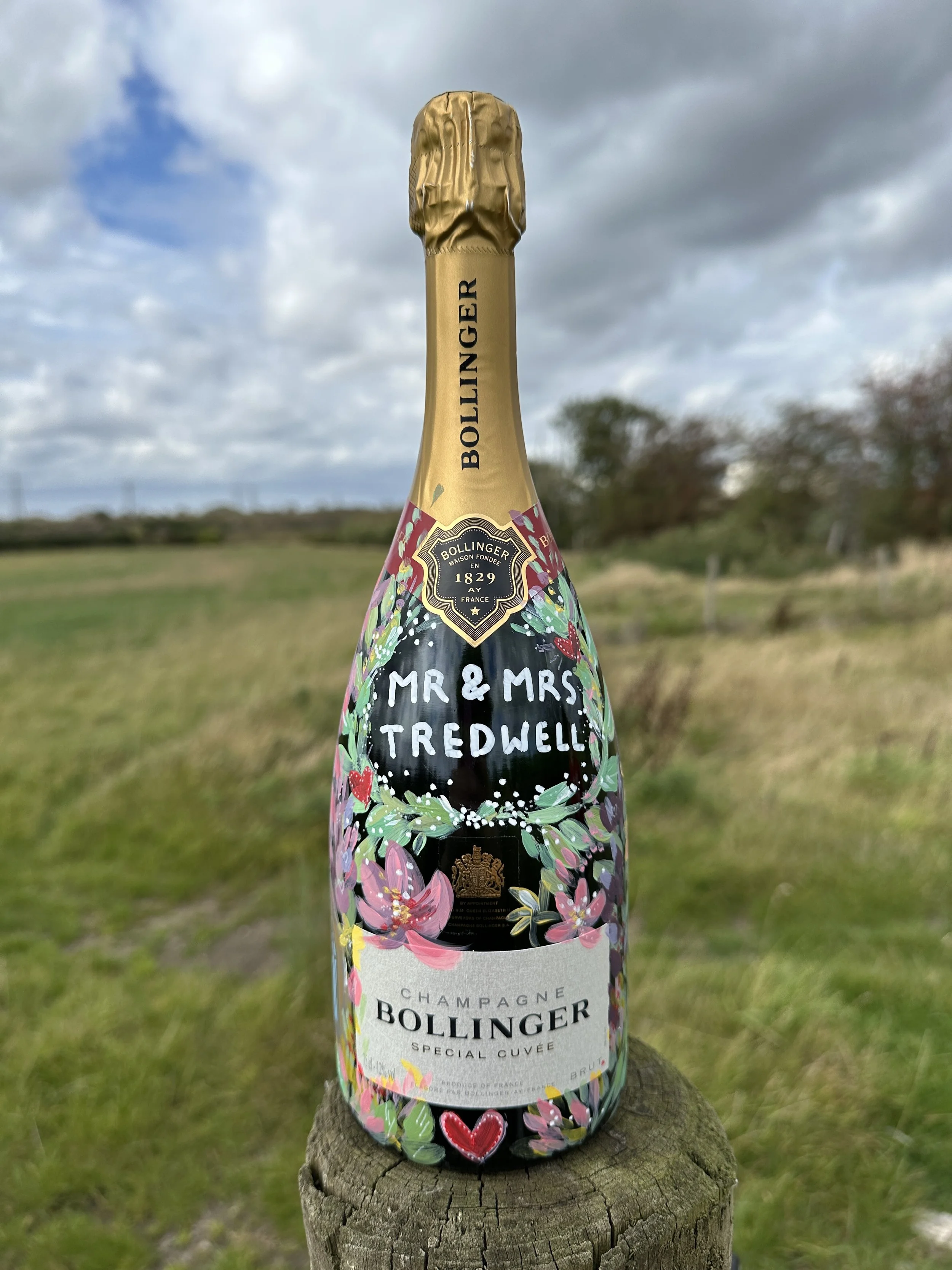 Hand-painted bottle artwork – personalised keepsake gift