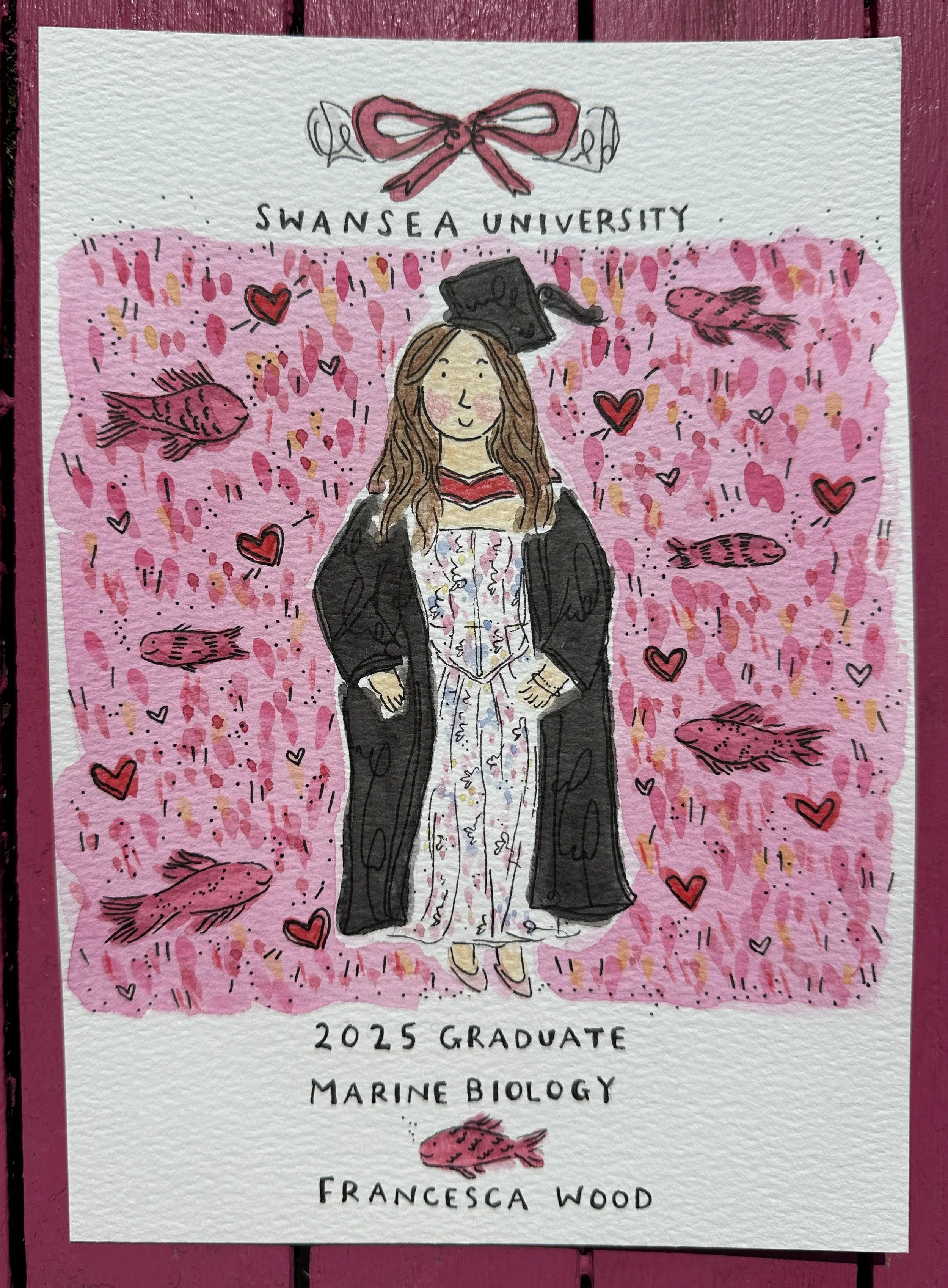 Graduation portrait painting – personalised graduation gift artwork