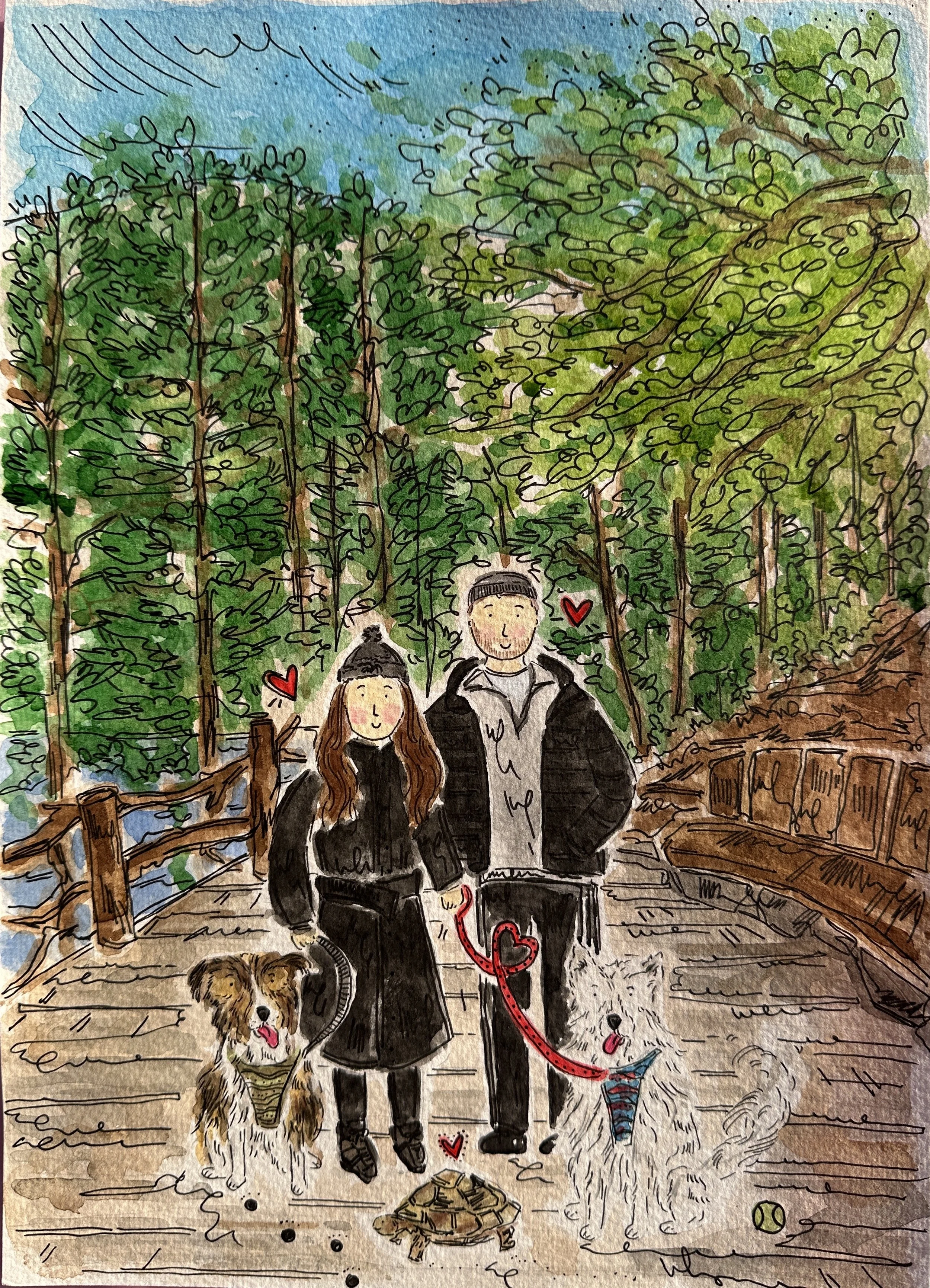 Custom couple portrait painting – personalised romantic gift artwork