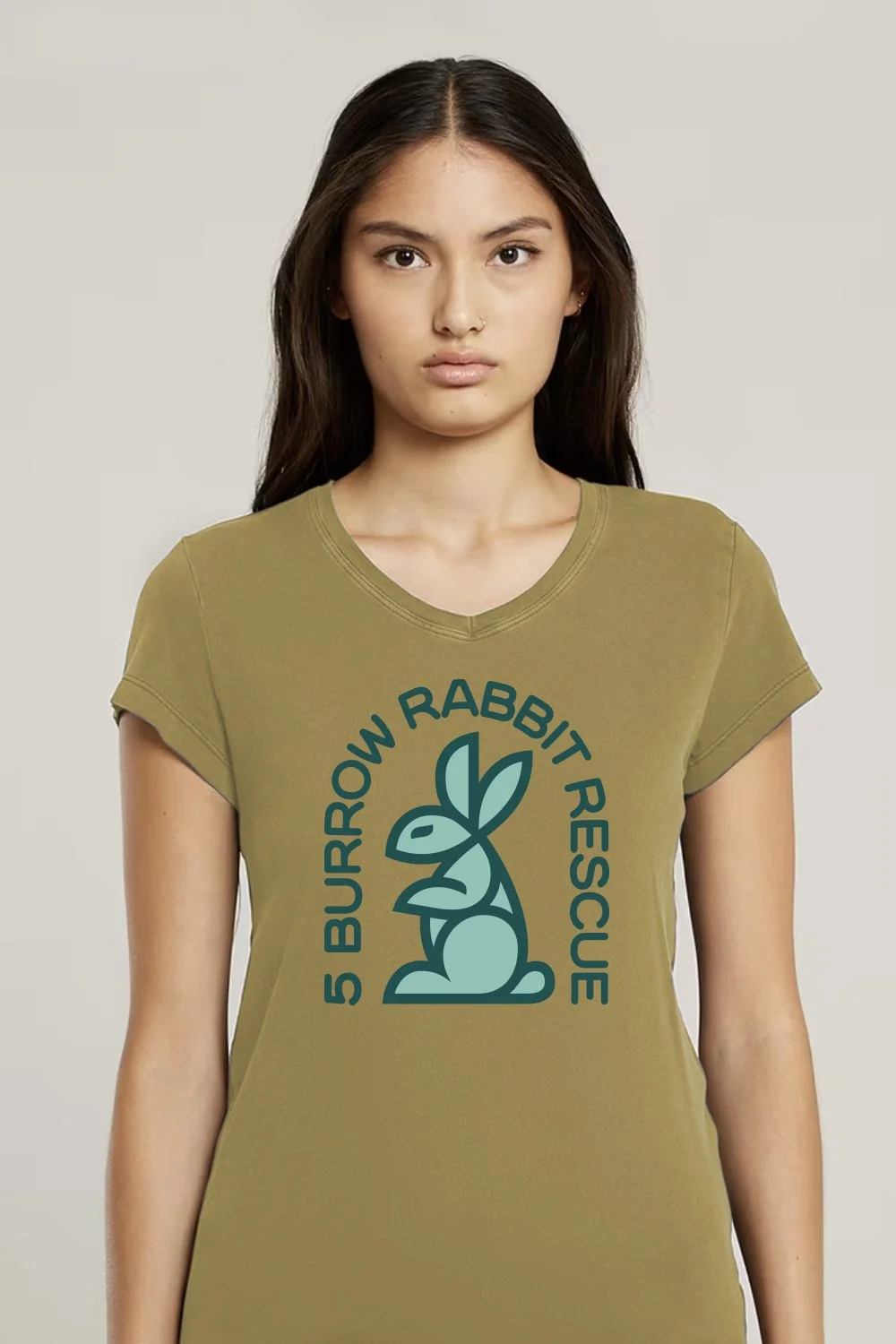 5 Burrow Rabbit Rescue Logo Sketch #2 on T-Shirt. Design by Kevin Dresser.