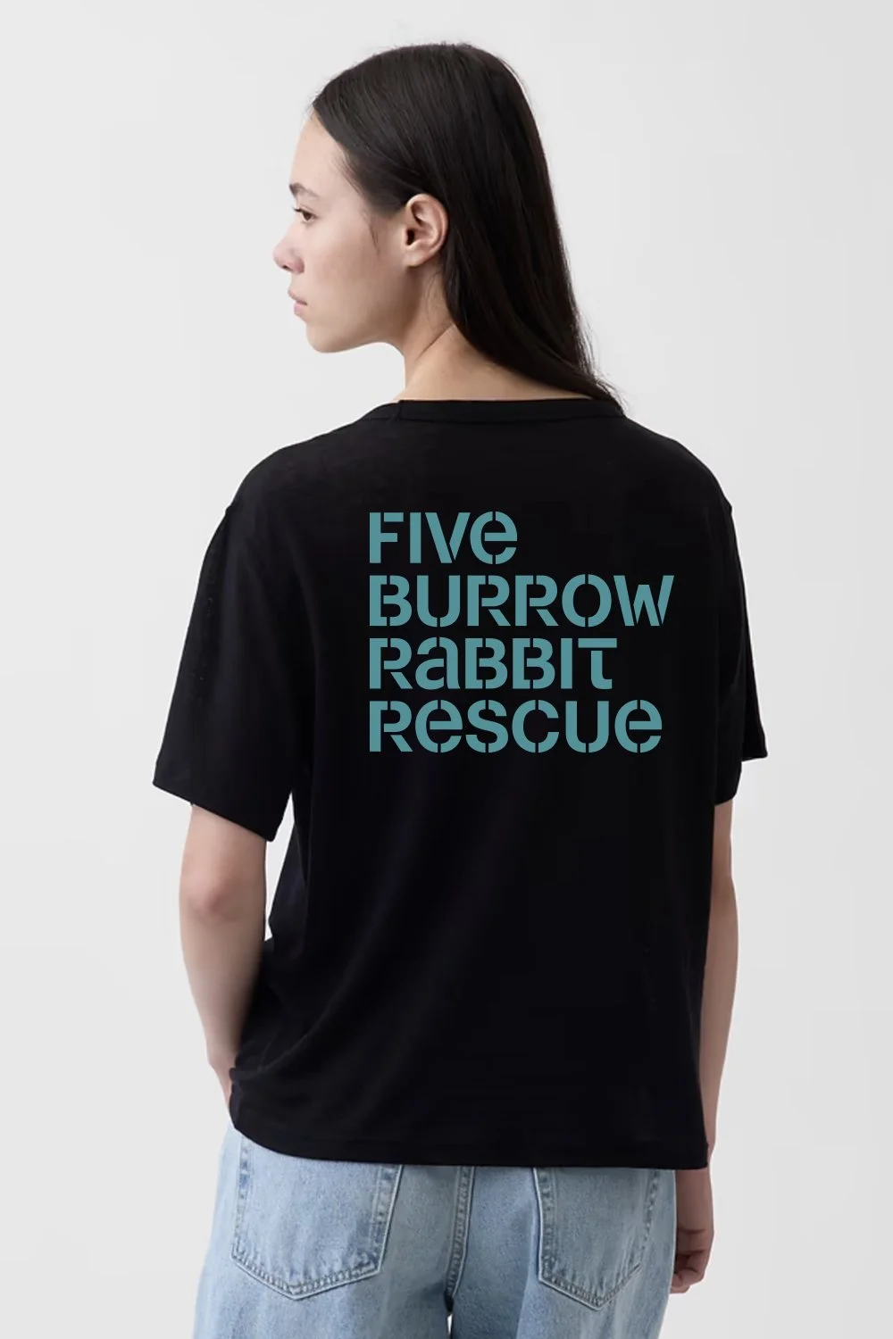 5 Burrow Rabbit Rescue Stencil Logo Round 3 on T-Shirt. Design by Kevin Dresser.
