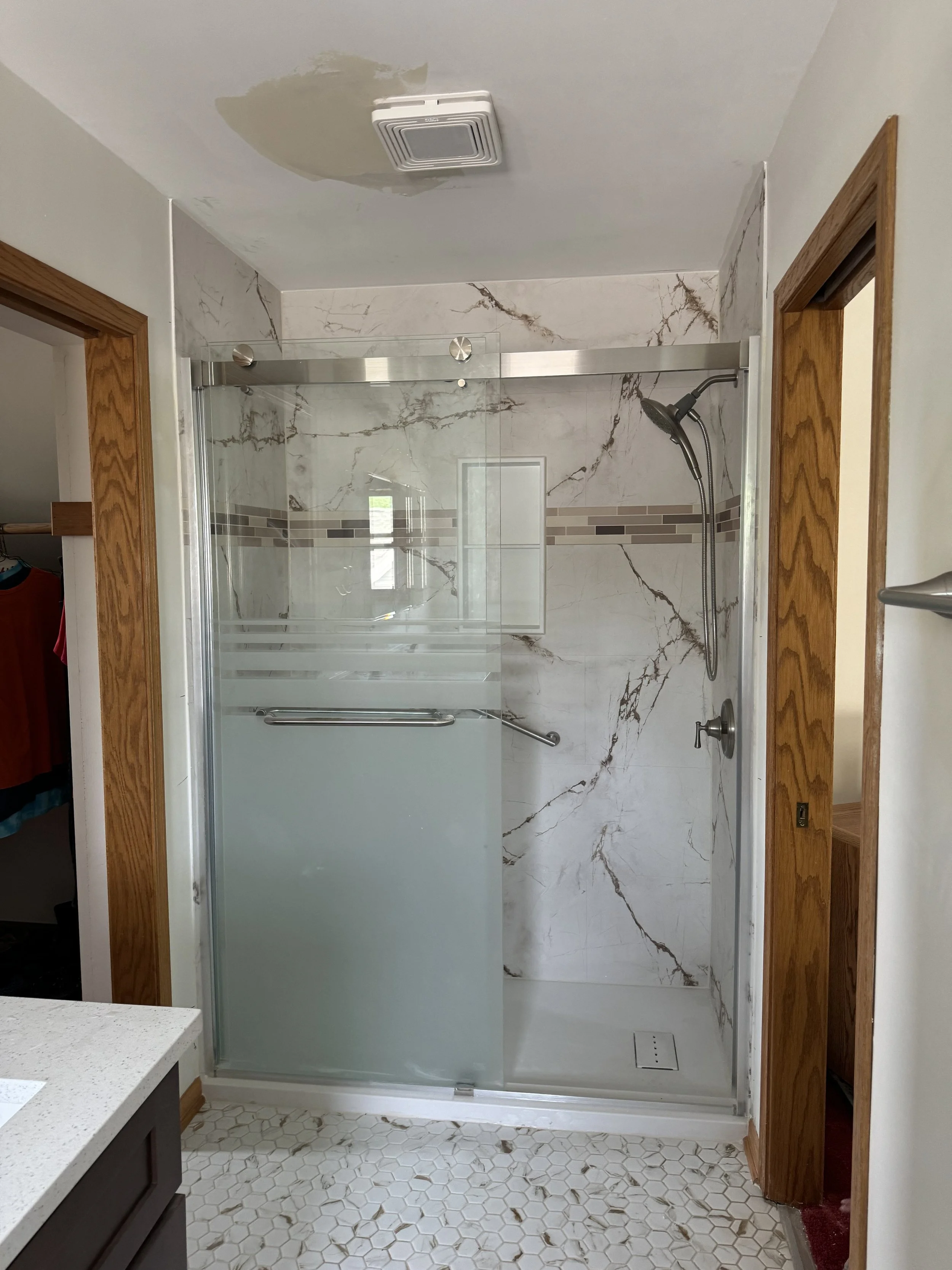 TUB TO SHOWER CONVERSION FULL BATHROOM REMODEL