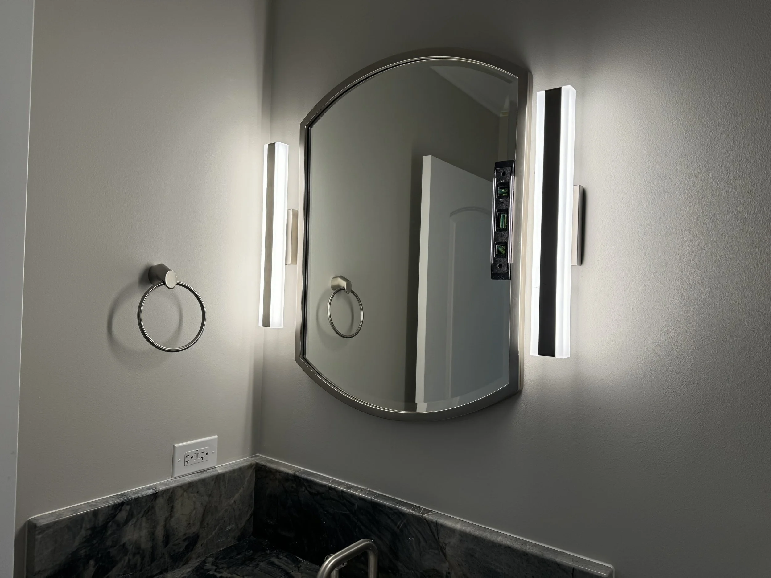 CUSTOM MIRROR AND LIGHTS FULL BATHROOM REMODEL