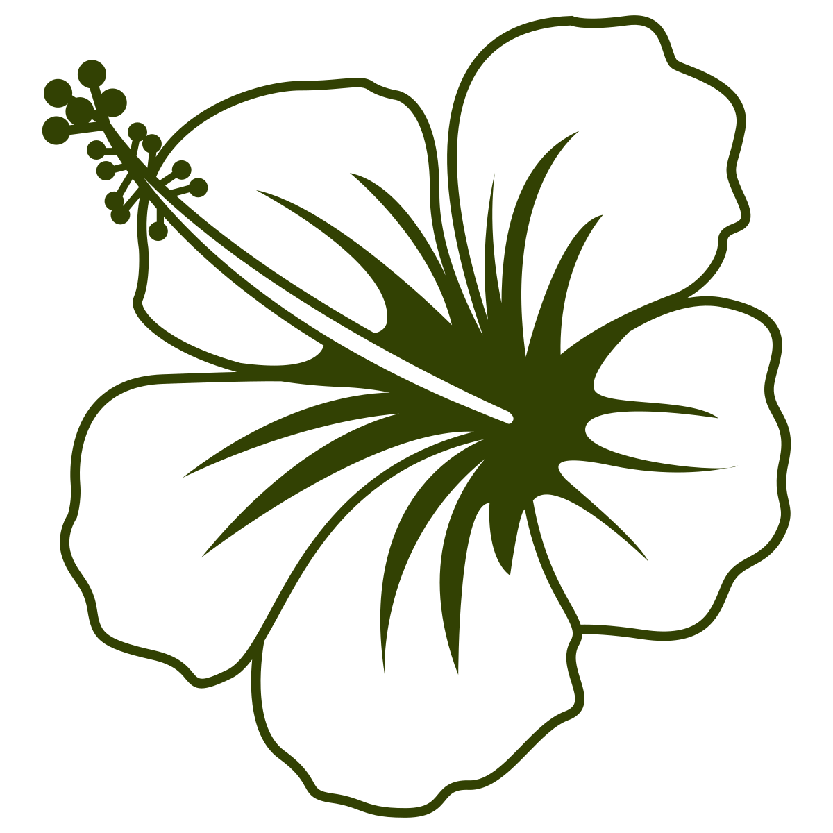 Silhouette of a hibiscus flower with detailed petals and a prominent stamen.