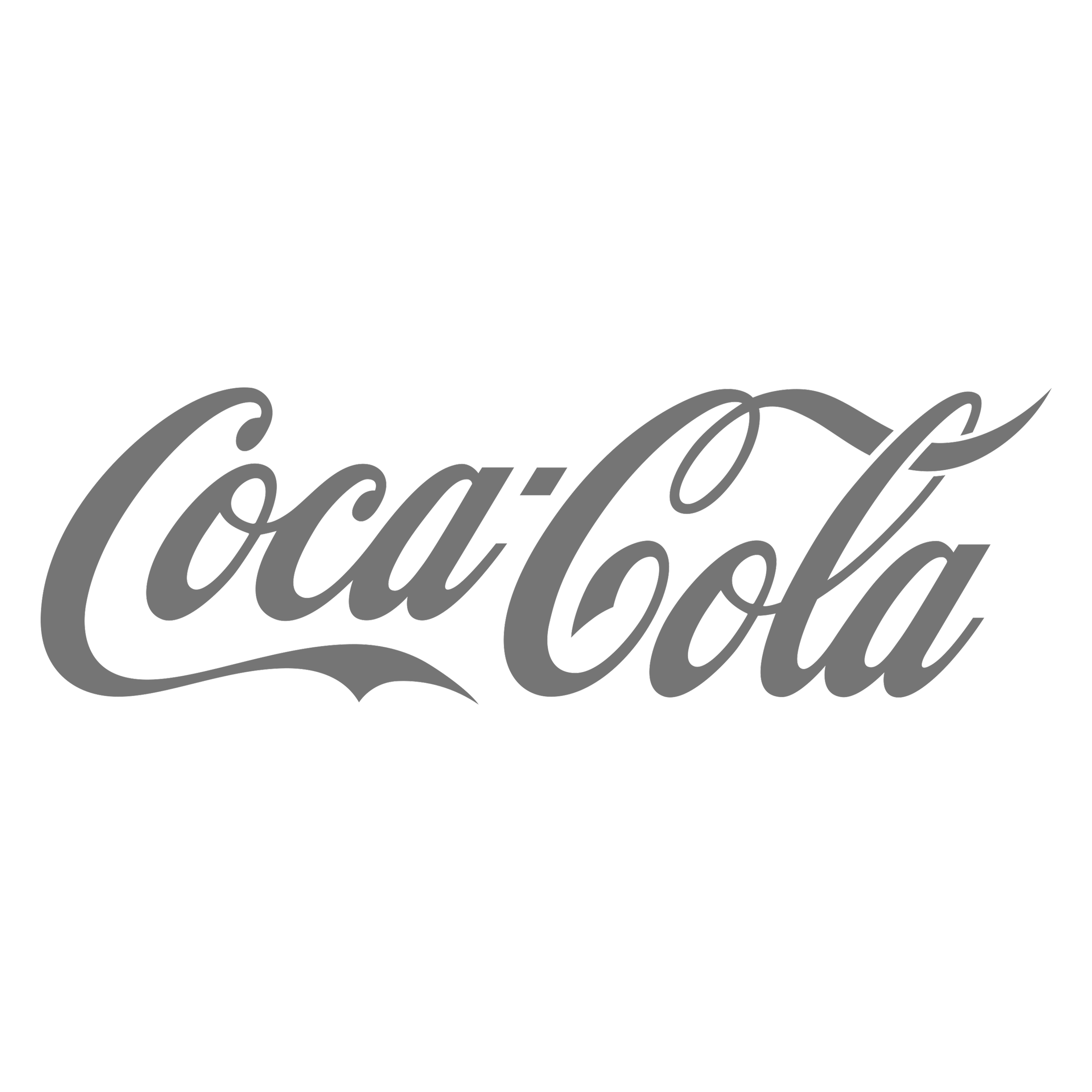 Zwart-wit Coca-Cola logo in cursieve letters