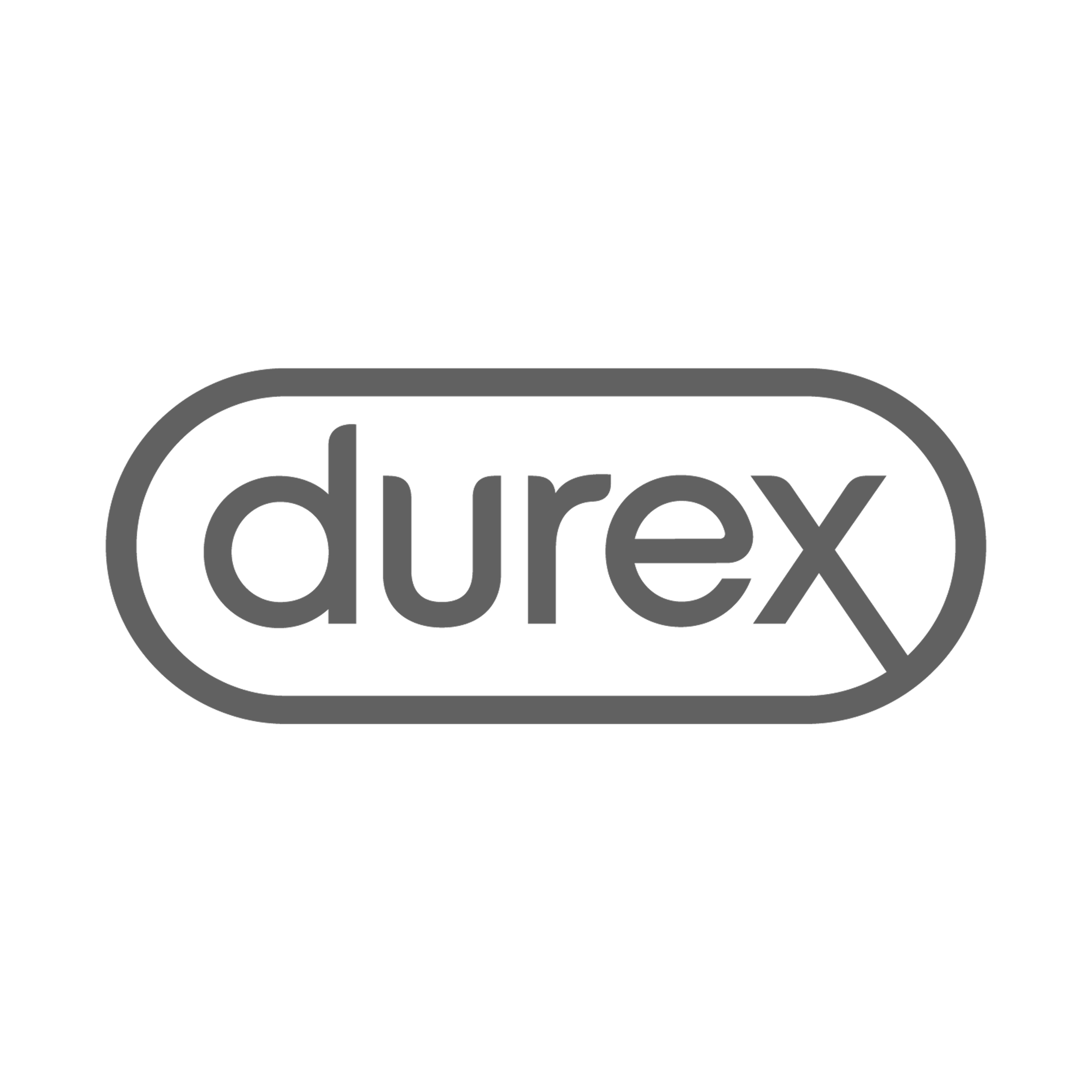 Logo van Durex op een zwarte achtergrond.