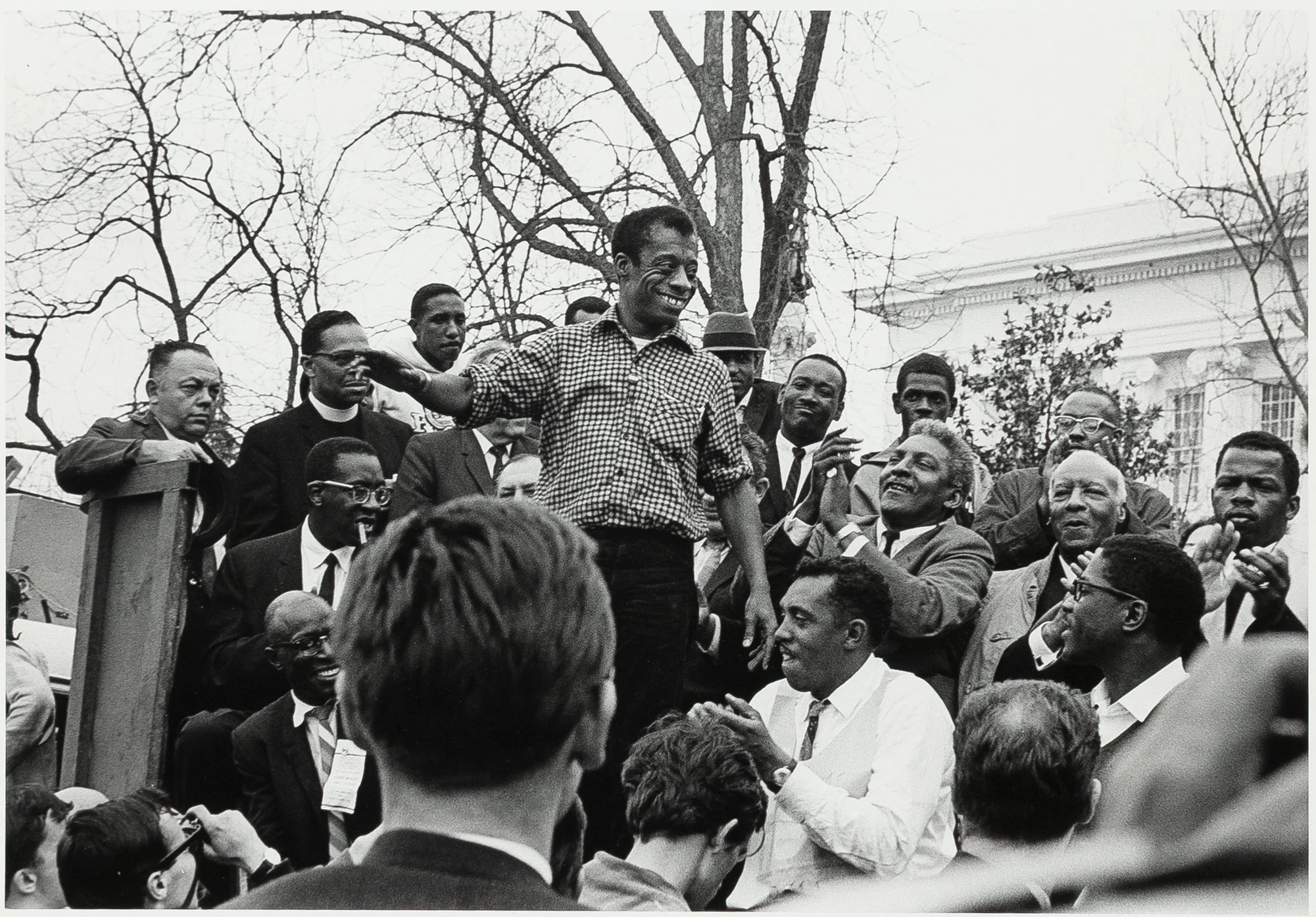 James Baldwin Speaks in Montgomery March, 1964, printed 1988; gelatin silver print, 11 x 14 inches (sheet), signed and dated;stamped (Amalgamated Publishers).