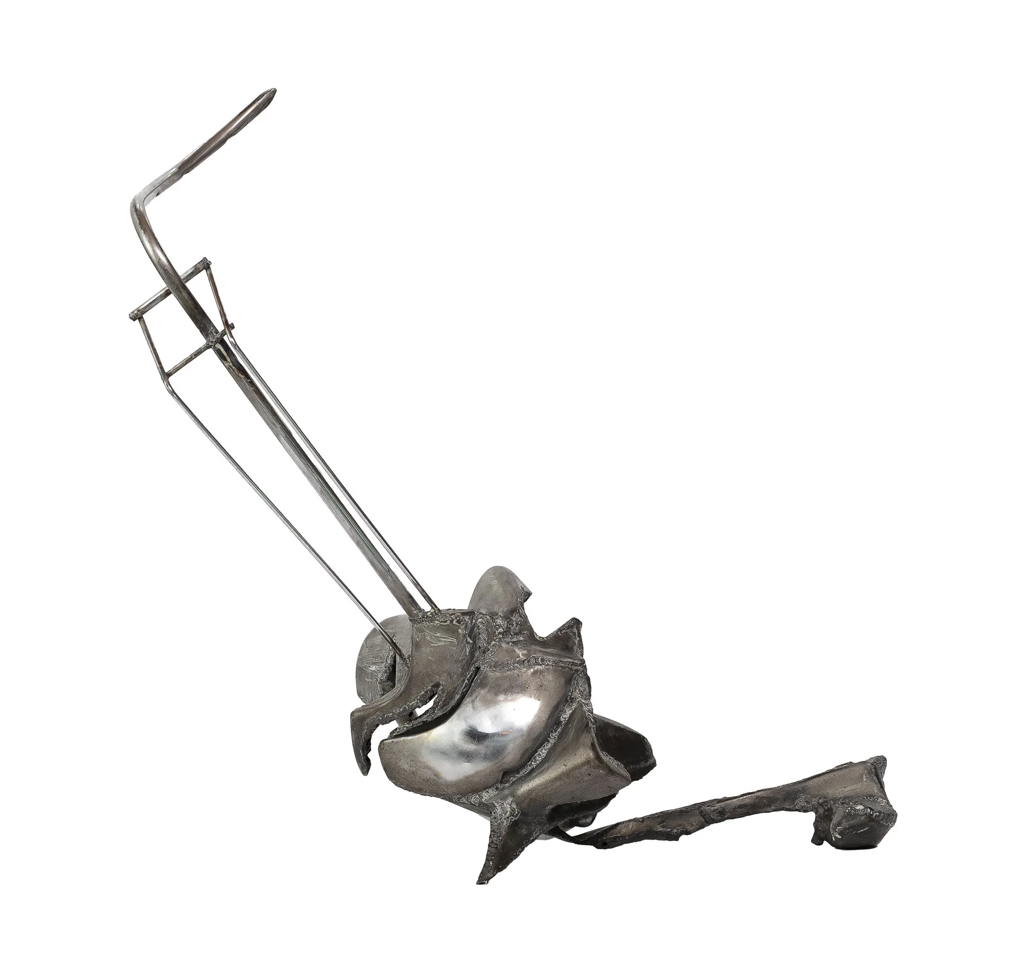 untitled, c. 1970s; welded chrome elements including car bumpers, 16 x 42 x 16 inches