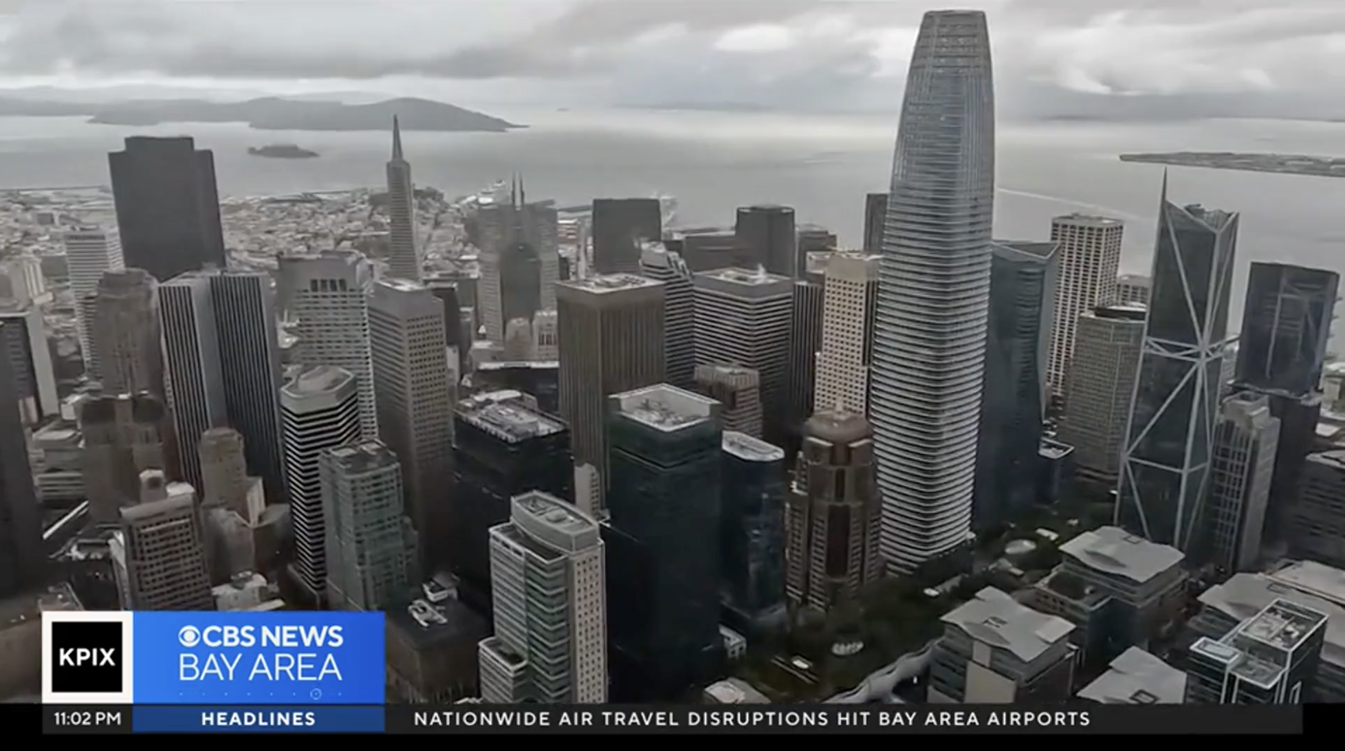A bird's eye view of the Downtown San Francisco skyline