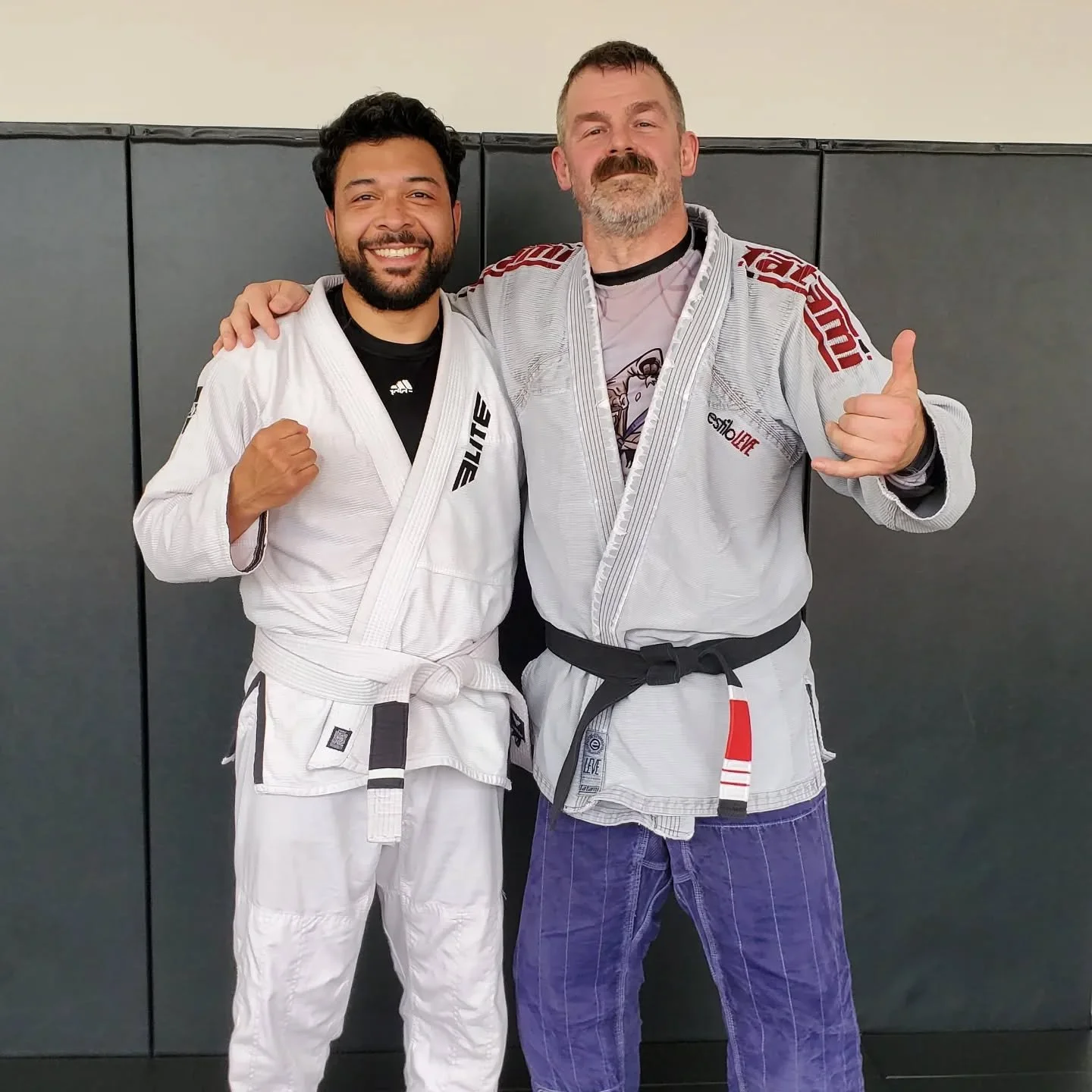 @uglyandres earning his first stripe!!! #brazilianjiujitsu #bigbiceps #anditbegins