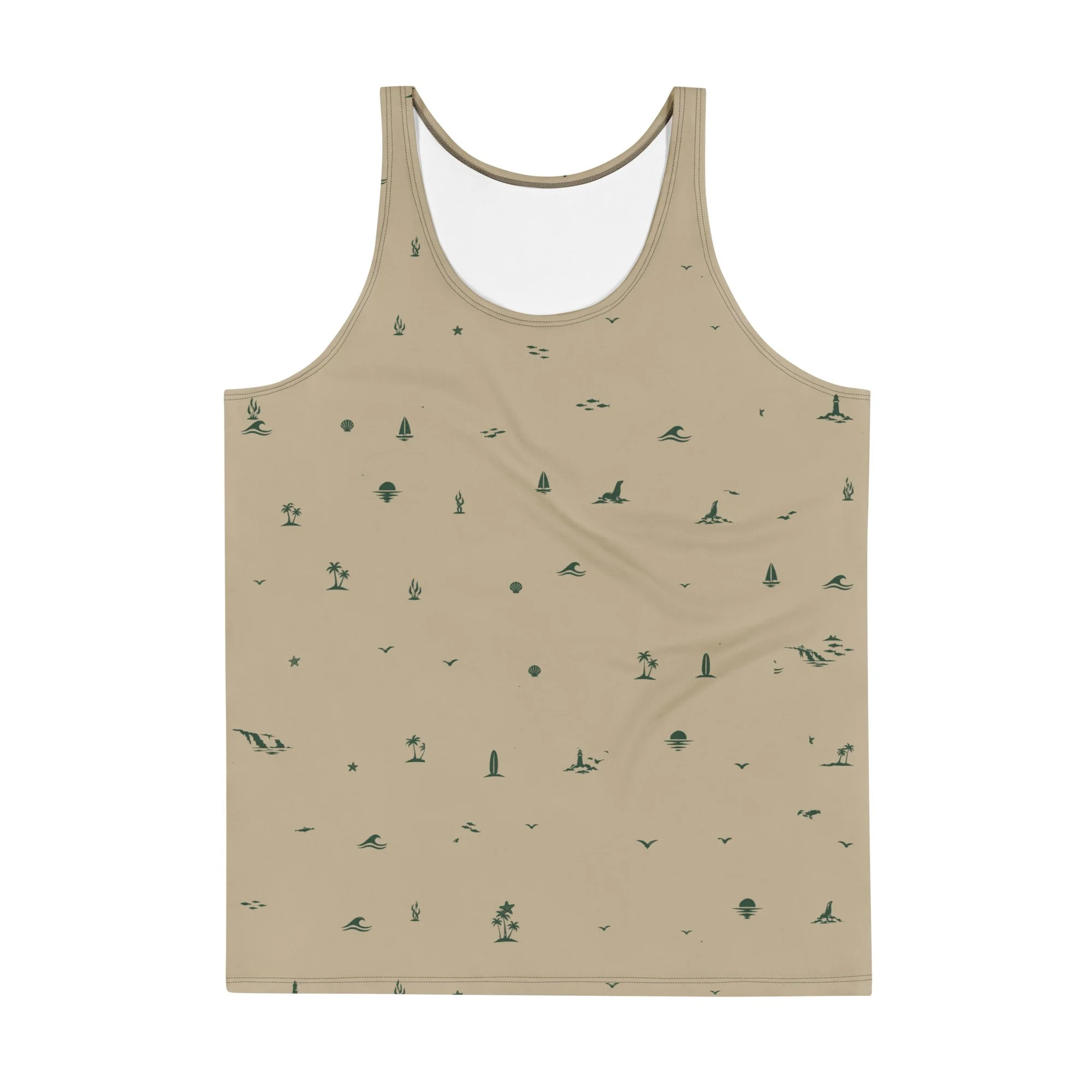 AVIE USA Golden Hour All-Over Tank — Khaki/Forest