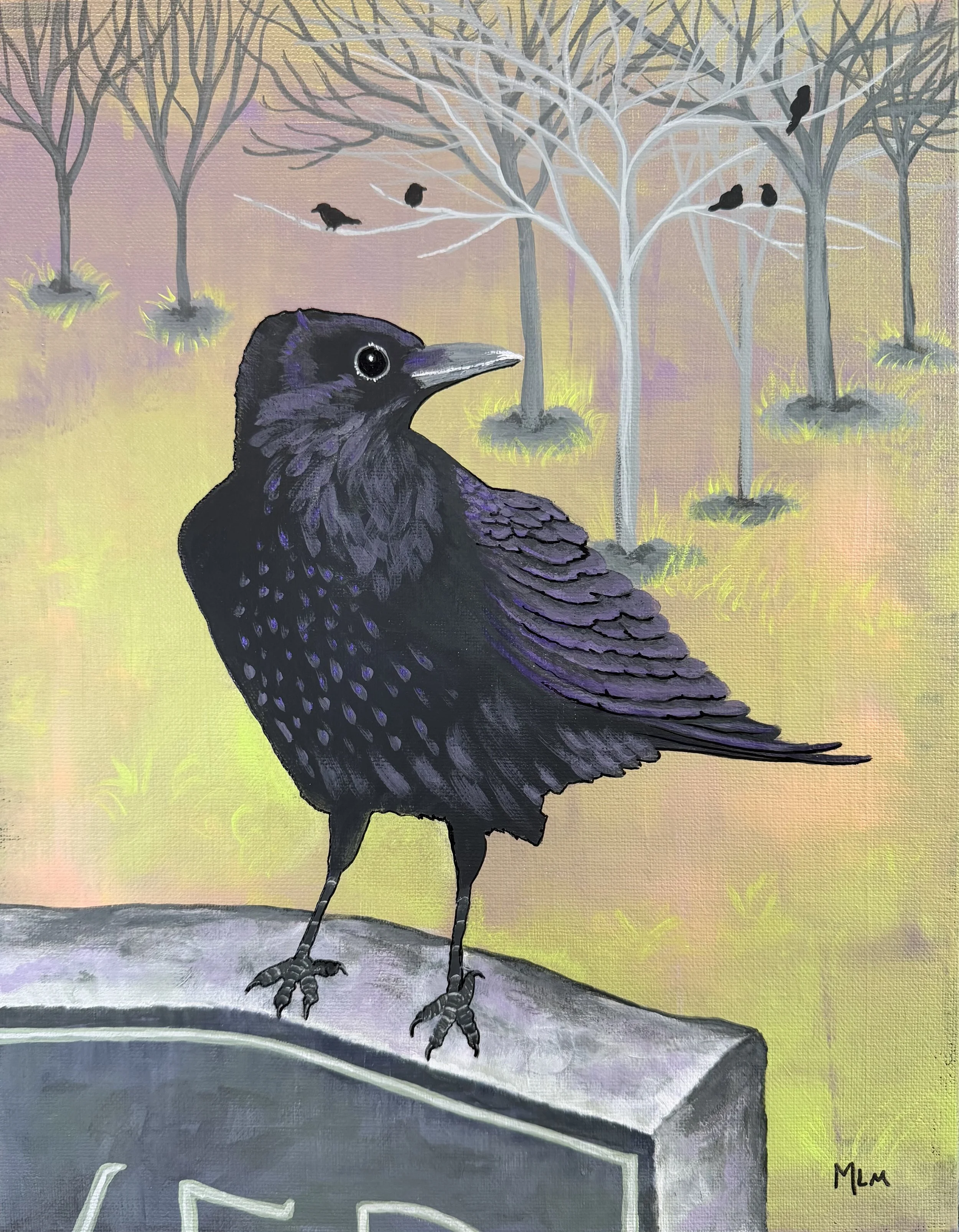 Protector of the Beloved - 11x14 inches. This was painted in honor of loved ones lost. Knowing they are protected by beautiful creatures is a very comforting thought.