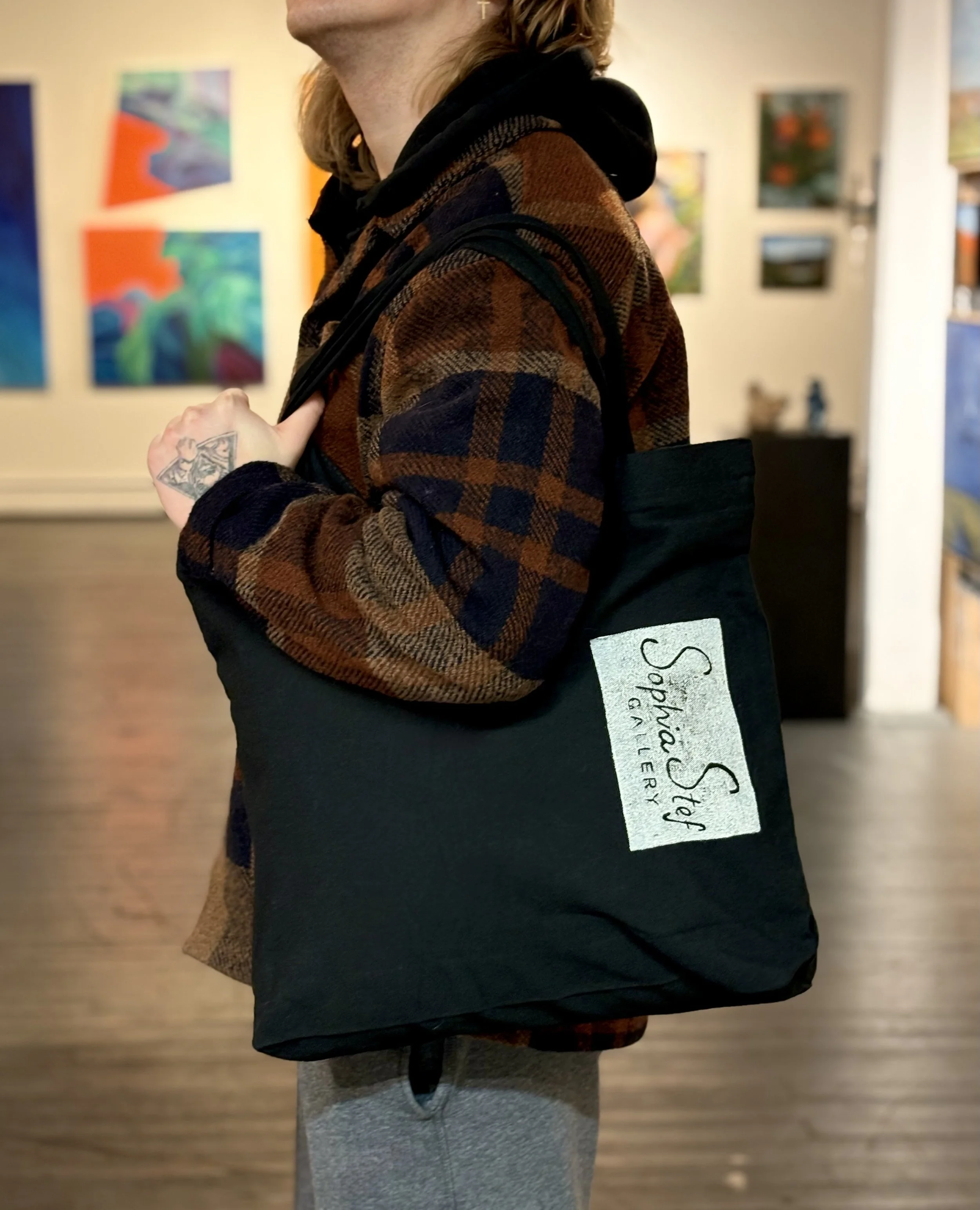 Hand-Printed Linoleum Canvas Bag