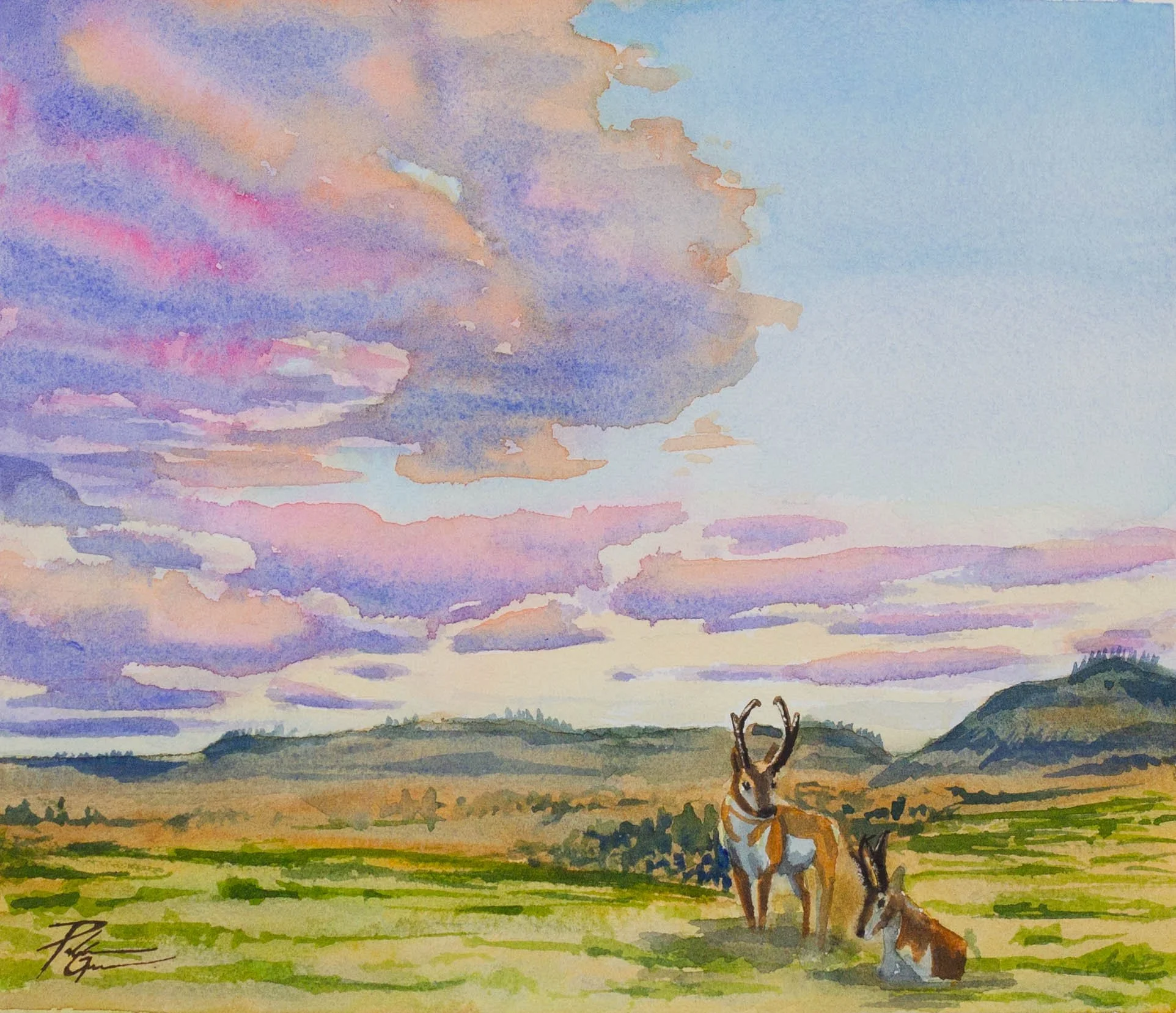 "Desert landscape" watercolor 8x8"