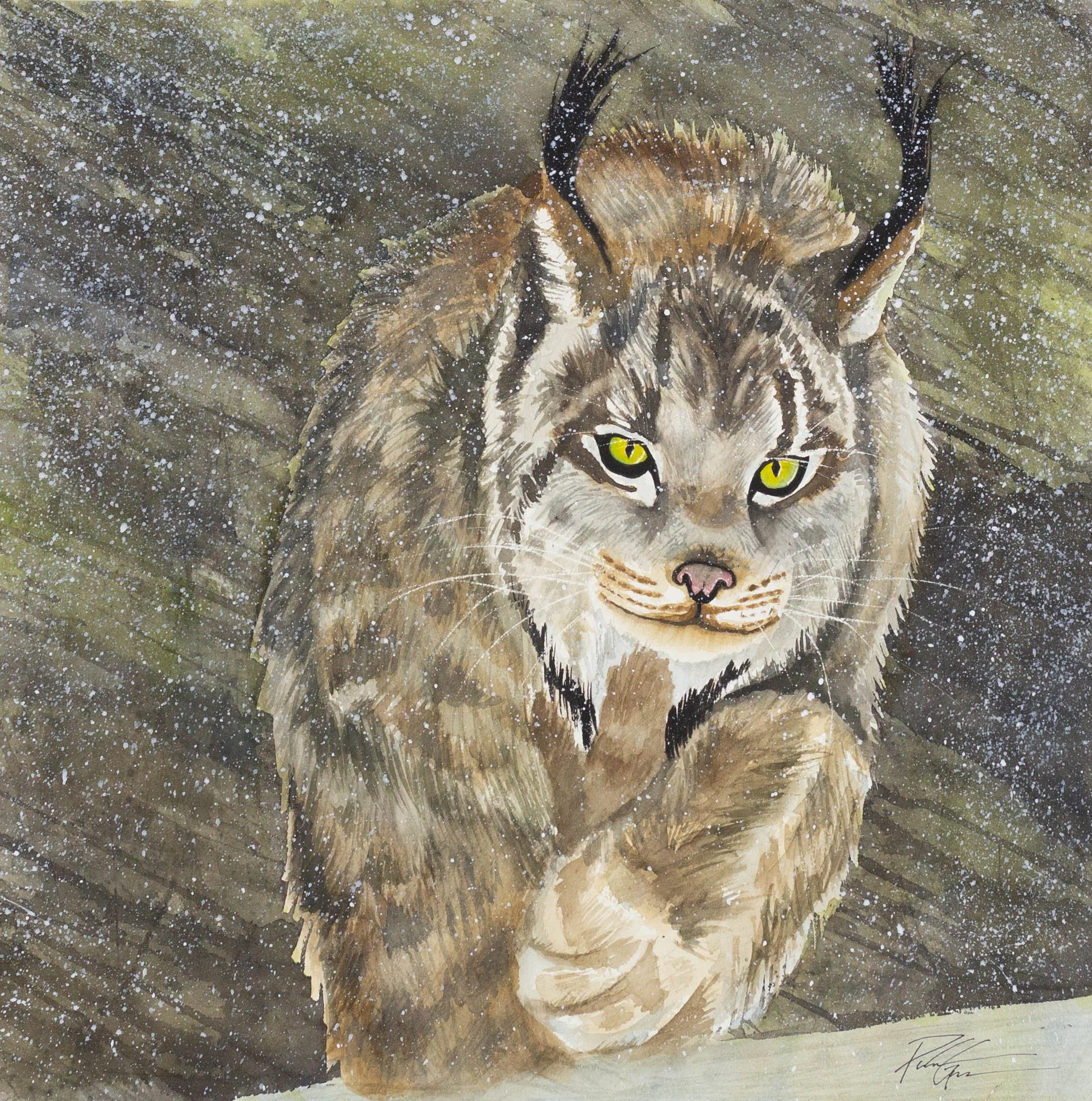 "Winter Prowler" mixed media 20x20"