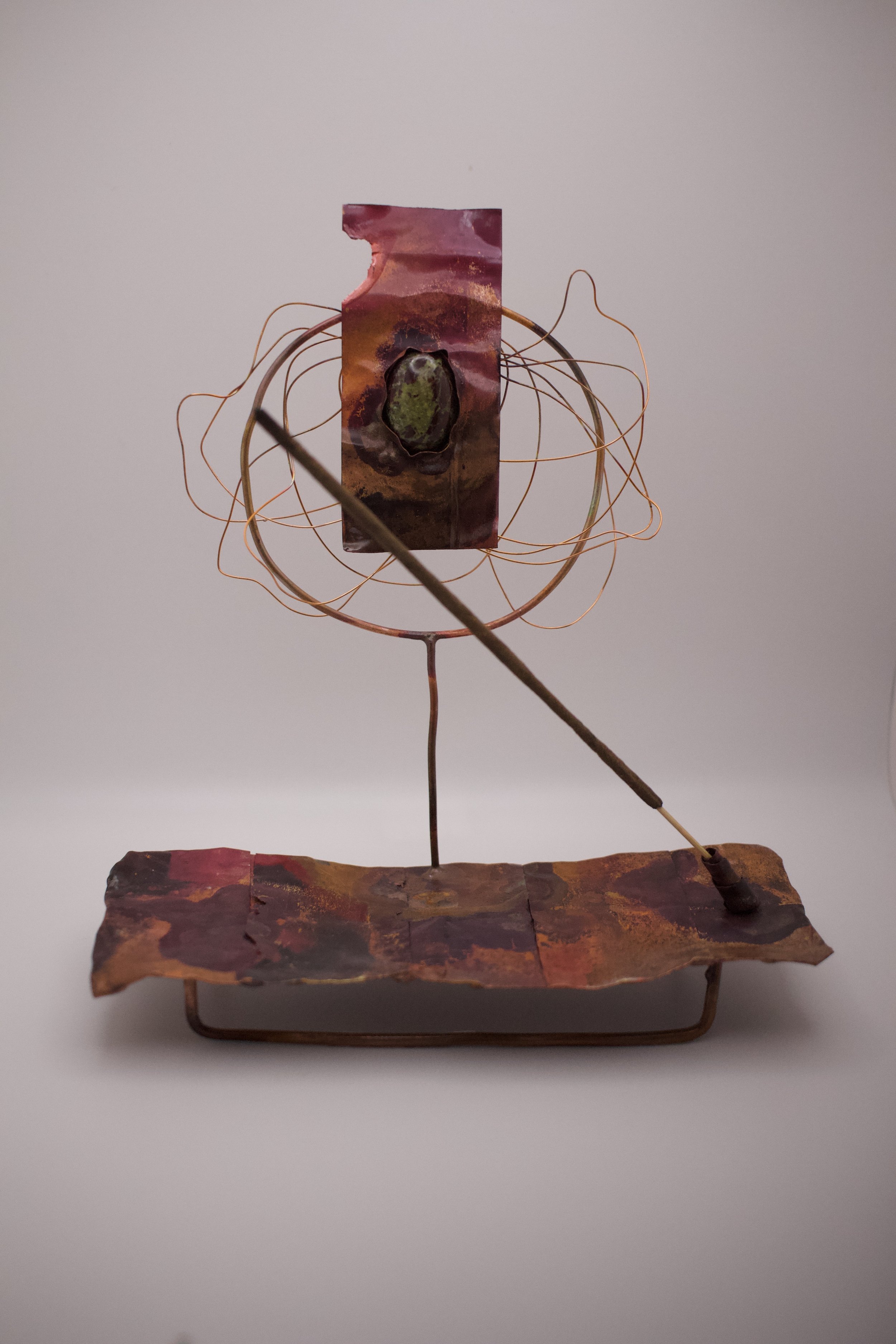 Copper Incense Holder with Dragon Blood Jasper