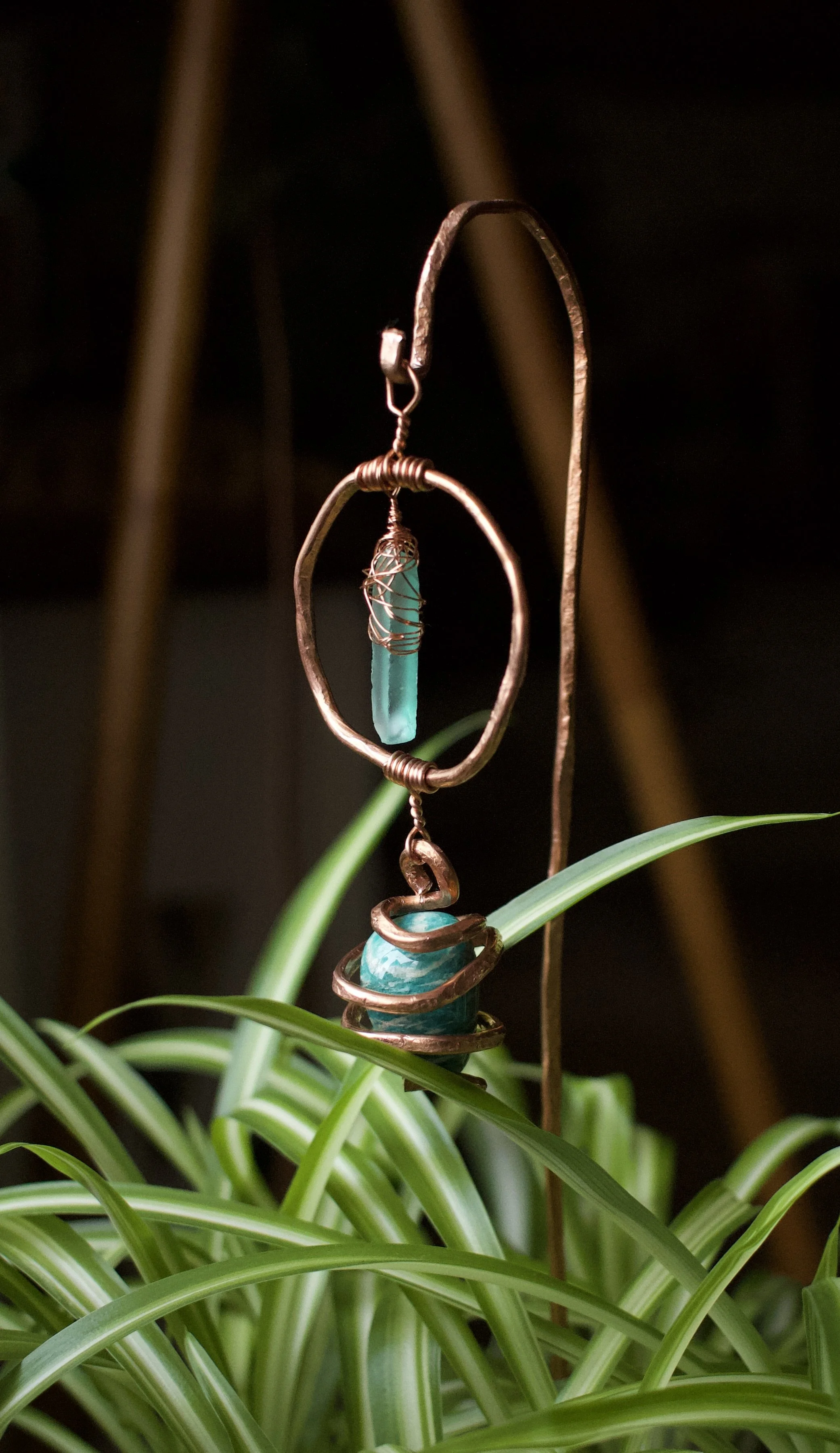 Amazonite + Sea Glass Plant Buddy