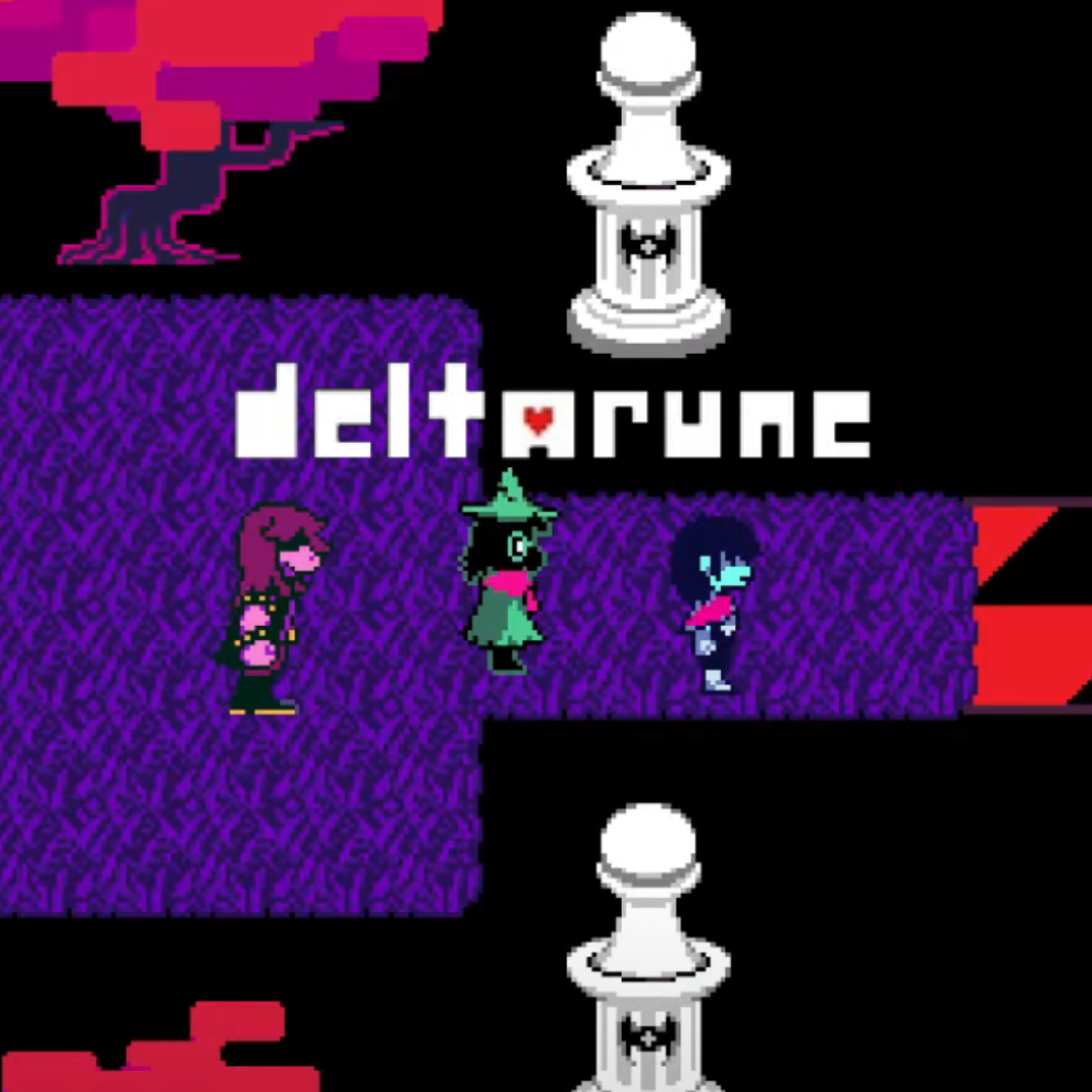 A pixelated dragon, shadow-faced wizard, and blue warrior with a pink cape walk on purple grass.