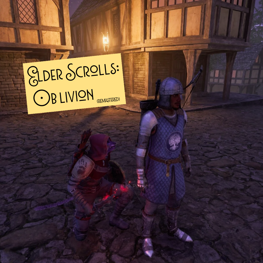 A purple cat with red assassin's robes stands behind an unsuspecting medieval guard, ready to stab.