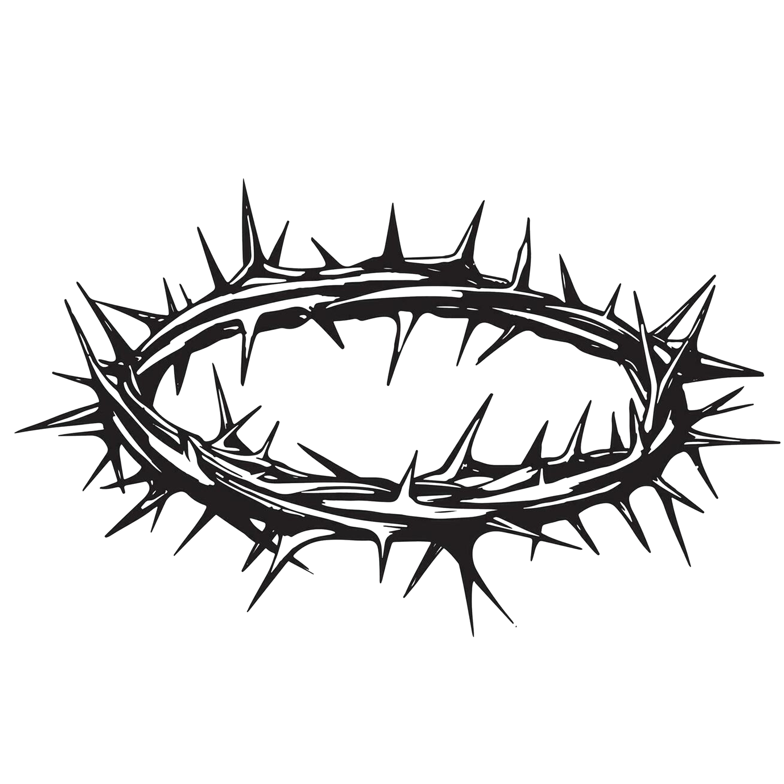 An illustration of a crown of thorns, depicted with sharp, elongated thorns arranged in a circular pattern.