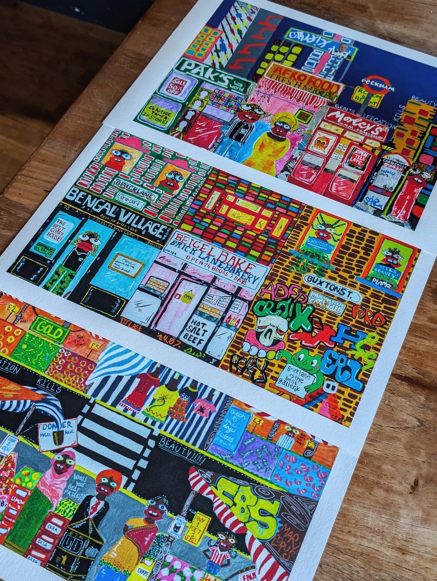 Gentrification Kills Beauty by @croix_ldn 

How sick will these prints look framed alongside each other, to create a long strip of familiar London high streets? 

So colourful and fun, whilst highlighting the reality of our beloved and forever changi