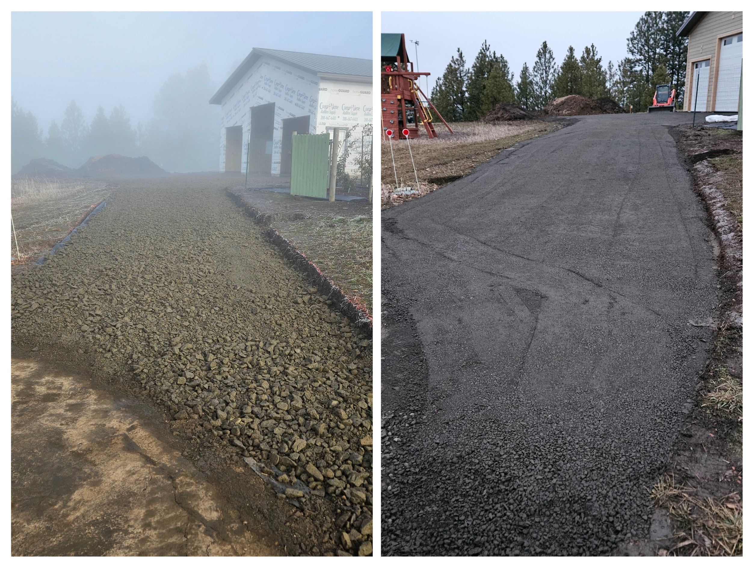 Base rock and finished driveway