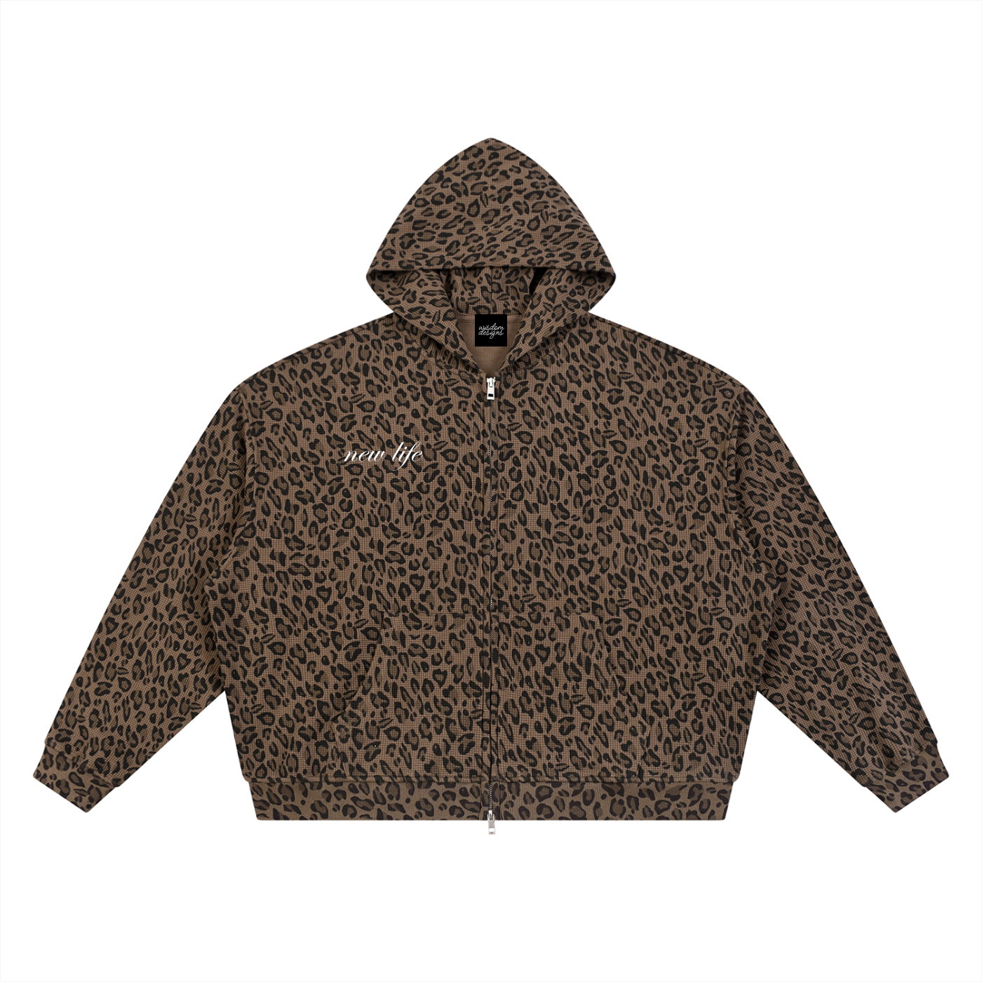 Unisex Leopard Print Zip Up Hoodie