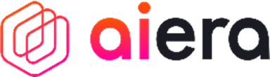 The image shows the Aiena logo with a stylized red and pink octagon shape and the word 'aiena' in black text.