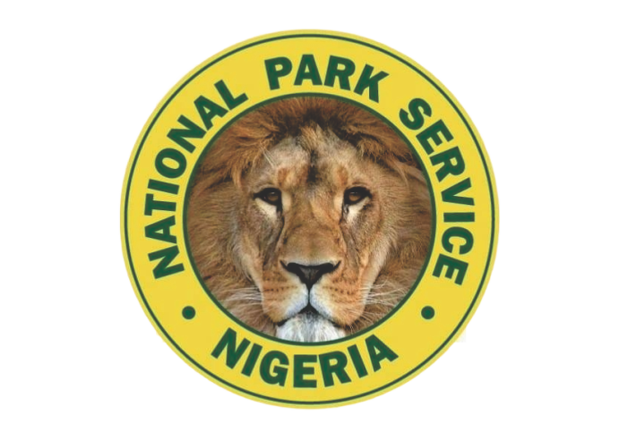 Logo of Nigeria National Park Service featuring a lion's face inside a yellow and green circle with the text 'National Park Service Nigeria' surrounding it.