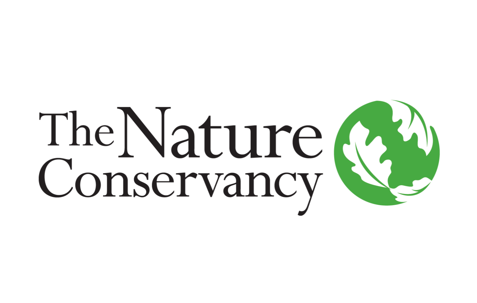 The logo of The Nature Conservancy with black text and a green globe illustration.